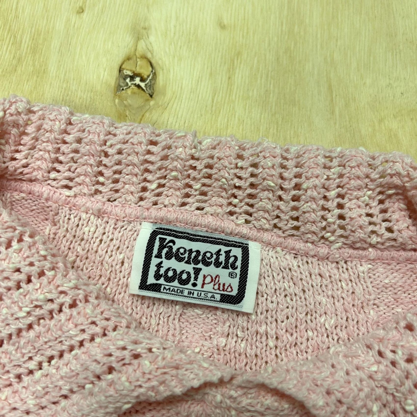 Vintage Keneth Too! Plus Sweater Womens Large Pink Collared Knit Short Sleeve Pullover Size XXL / US 16-18 / IT 52-54 - 3 Thumbnail