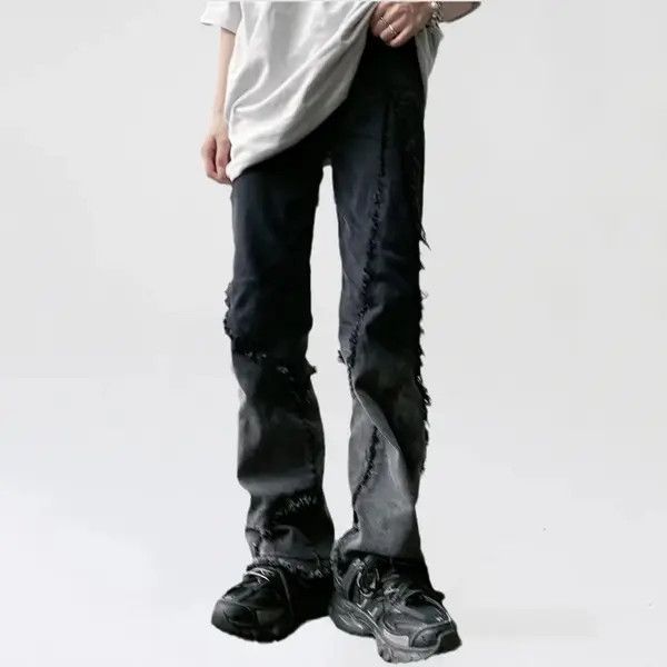 VIBE Retro Y2K Ripped Jeans Wide Leg Straight Retro Size US 32 / EU 48 - 6 Thumbnail