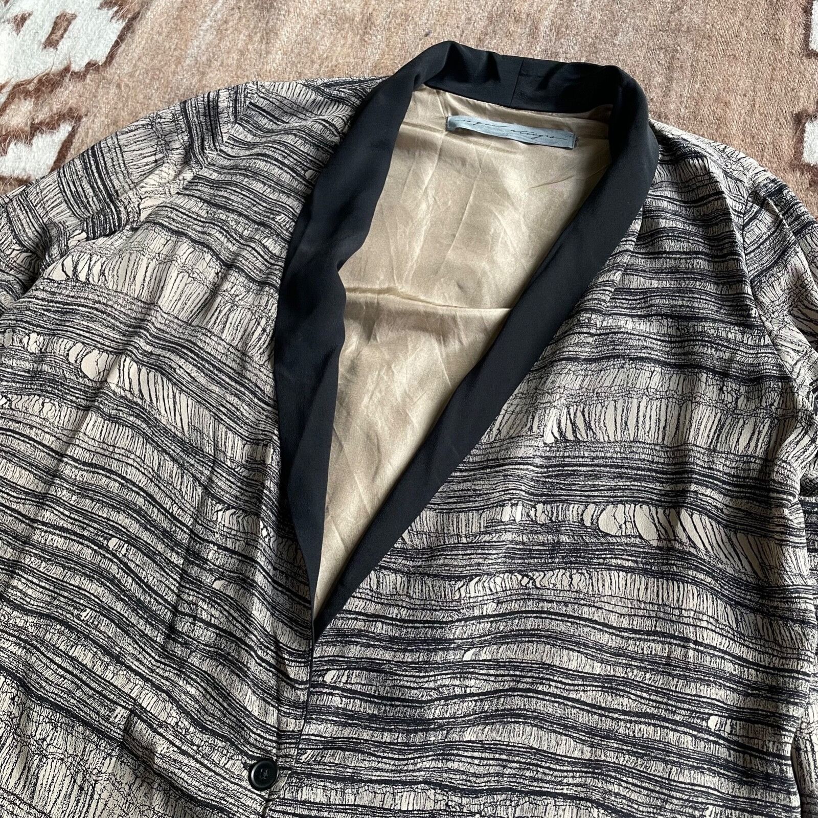 Vintage Raquel Allegra USA Made Silk Blazer Jacket 9163AC Size L / US 10 / IT 46 - 3 Thumbnail