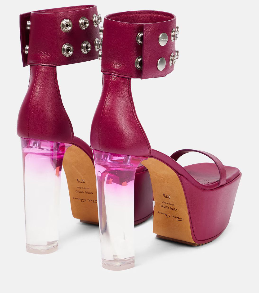 Rick Owens o1mle0426 Grill Snaptrap Leather Platforms Sandals in Pink Size US 7 / IT 37 - 3 Thumbnail