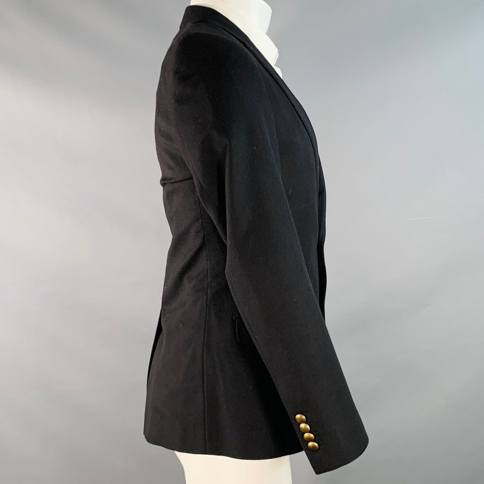 Dolce & Gabbana Size 36 Black Cashmere Silk Single Breasted Sport Coat Size 36R - 3 Thumbnail