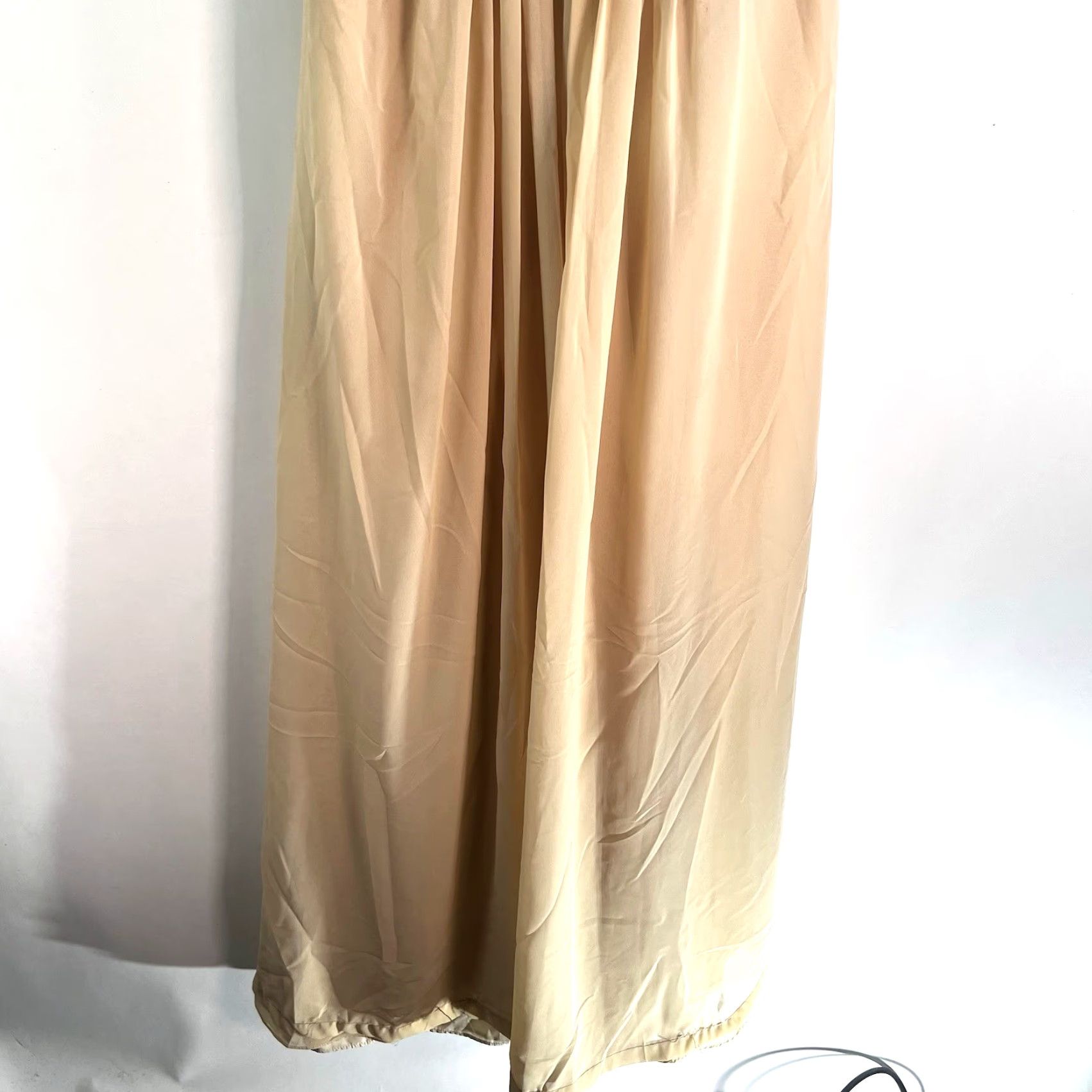 Vintage Jjs House Champagne Chiffon Dress 0 Sleeveless Halter Long A-Line Formal Wedding Beige Pattern Solid Nightwear Dresses Size XS / US 0-2 / IT 36-38 - 4 Thumbnail