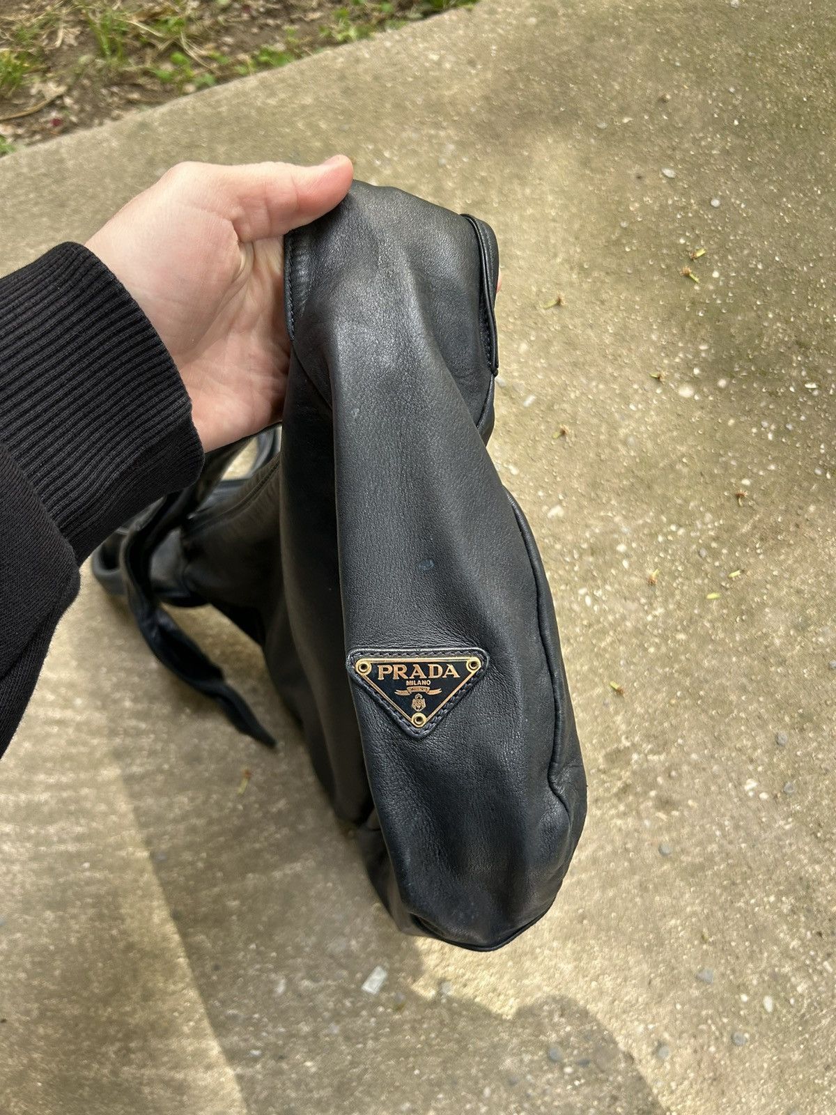 Vintage archive 90s Prada leather y2k shoulder bag avant gar