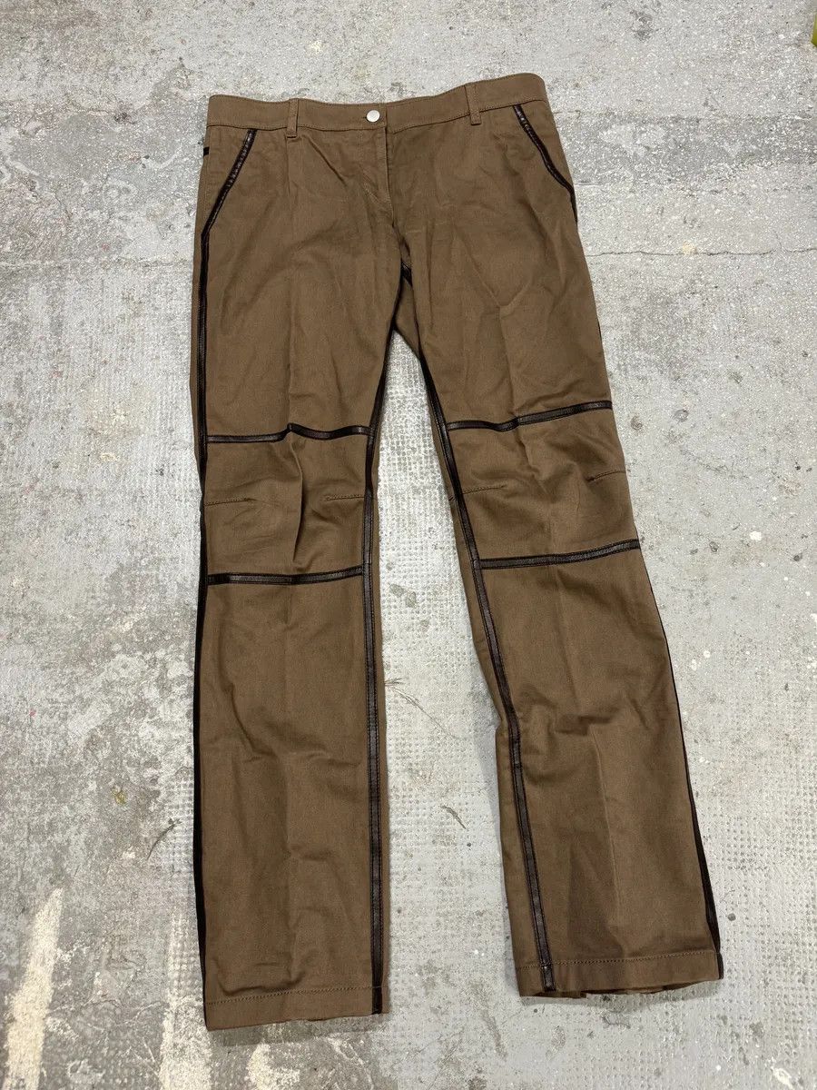 Prada 2000s Prada Hybrid Brown Leather Structured Lines Zip Pants Size US 30 / EU 46 - 3 Thumbnail