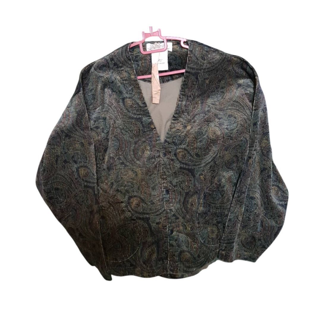 Remi Relief Remi Relief Paisley Corduroy VNeck Cardigan jpn fashion week Size US M / EU 48-50 / 2 - 3 Thumbnail