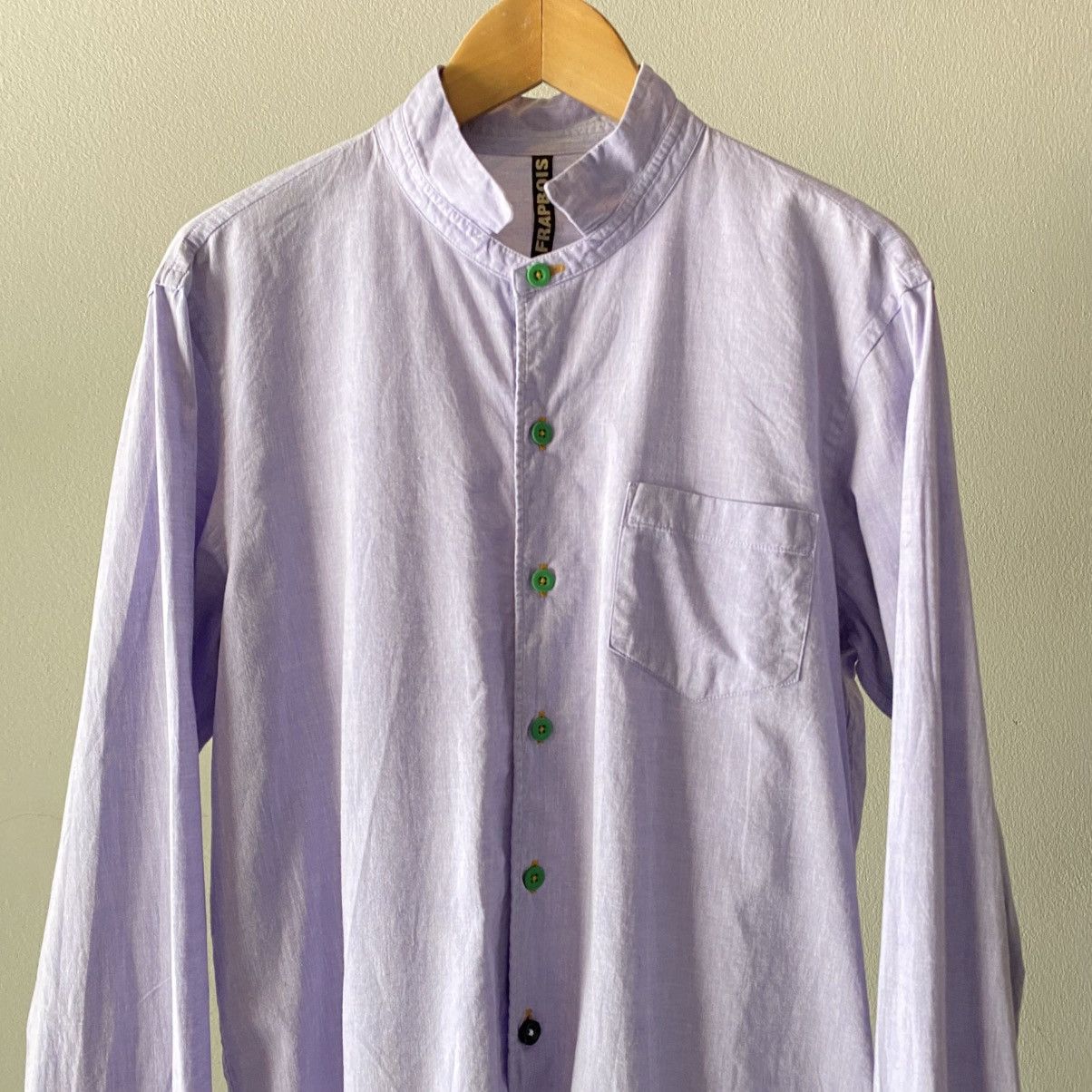 Frapbois FRAPBOIS Bright Lavender Mandarin Collar Button-Up Shirt Size M / US 6-8 / IT 42-44 - 5 Thumbnail