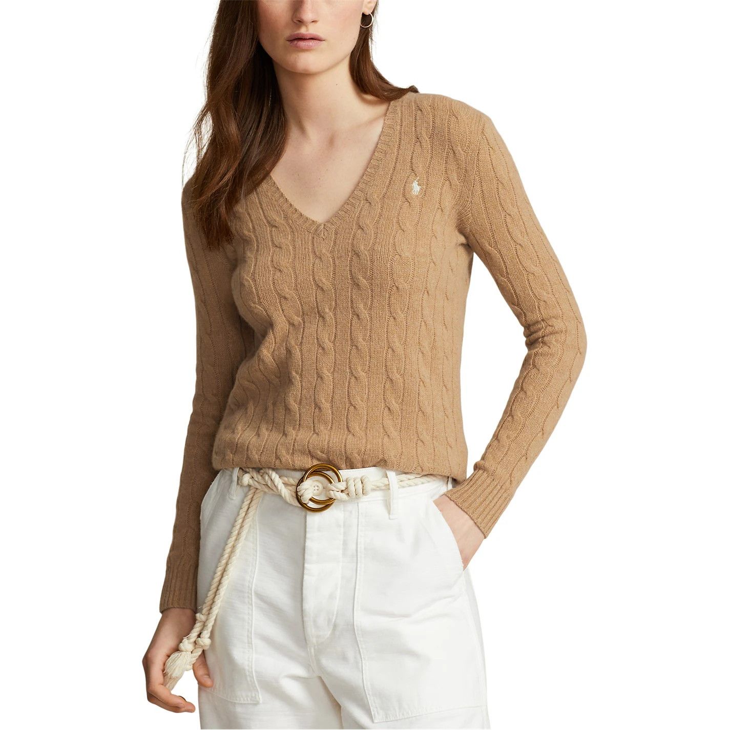 Polo Ralph Lauren o1g2r1mq0825 Cable Sweater in Camel Size XL / US 12-14 / IT 48-50 - 2 Thumbnail
