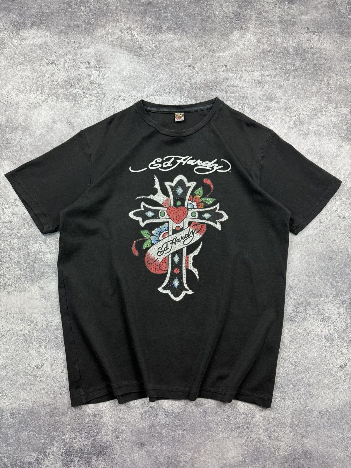 Ed Hardy Vintage Y2K Ed Hardy By Christian Audigier T-Shirt Cross Tee Size US XL / EU 56 / 4 - 2 Thumbnail