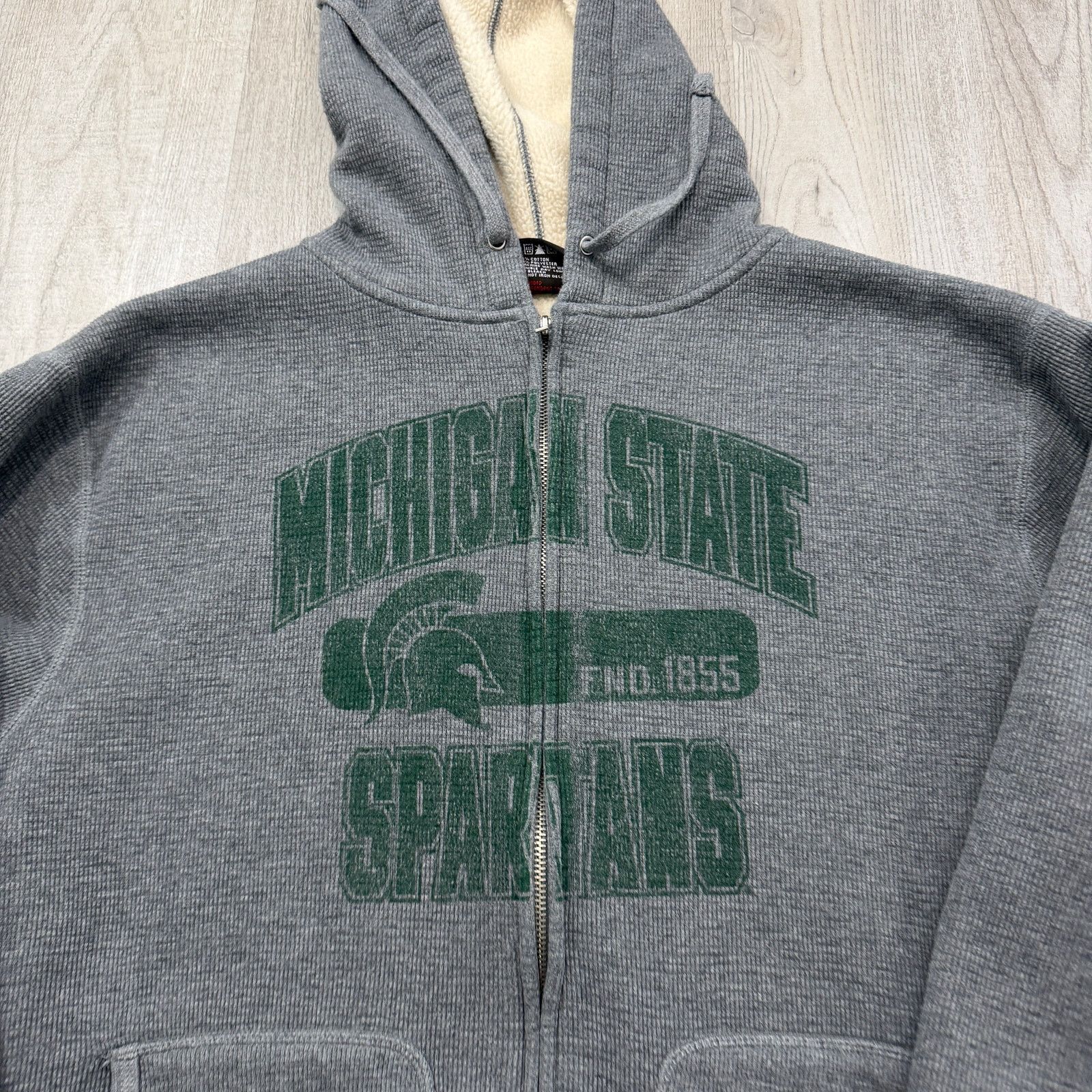 Vintage Vintage Michigan State Spartans Fleece Fur Lined Hoodie XL Size US XL / EU 56 / 4 - 3 Thumbnail
