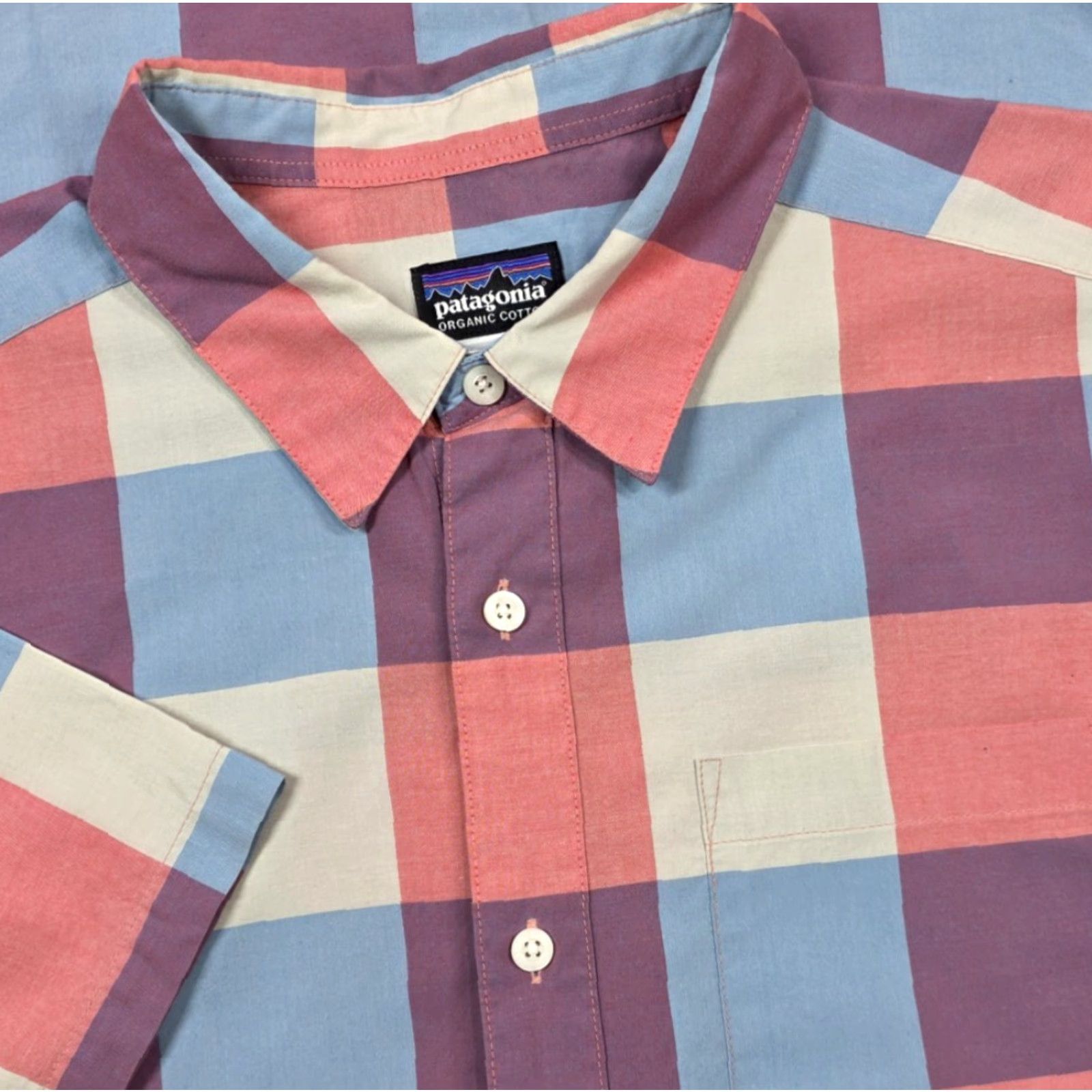 Patagonia PATAGONIA Shirt Mens M Short Sleeve Button-Down Fezzman Pink Blue Multi Check Plaid Front Pocket Vintage No Size US M / EU 48-50 / 2 - 2 Thumbnail