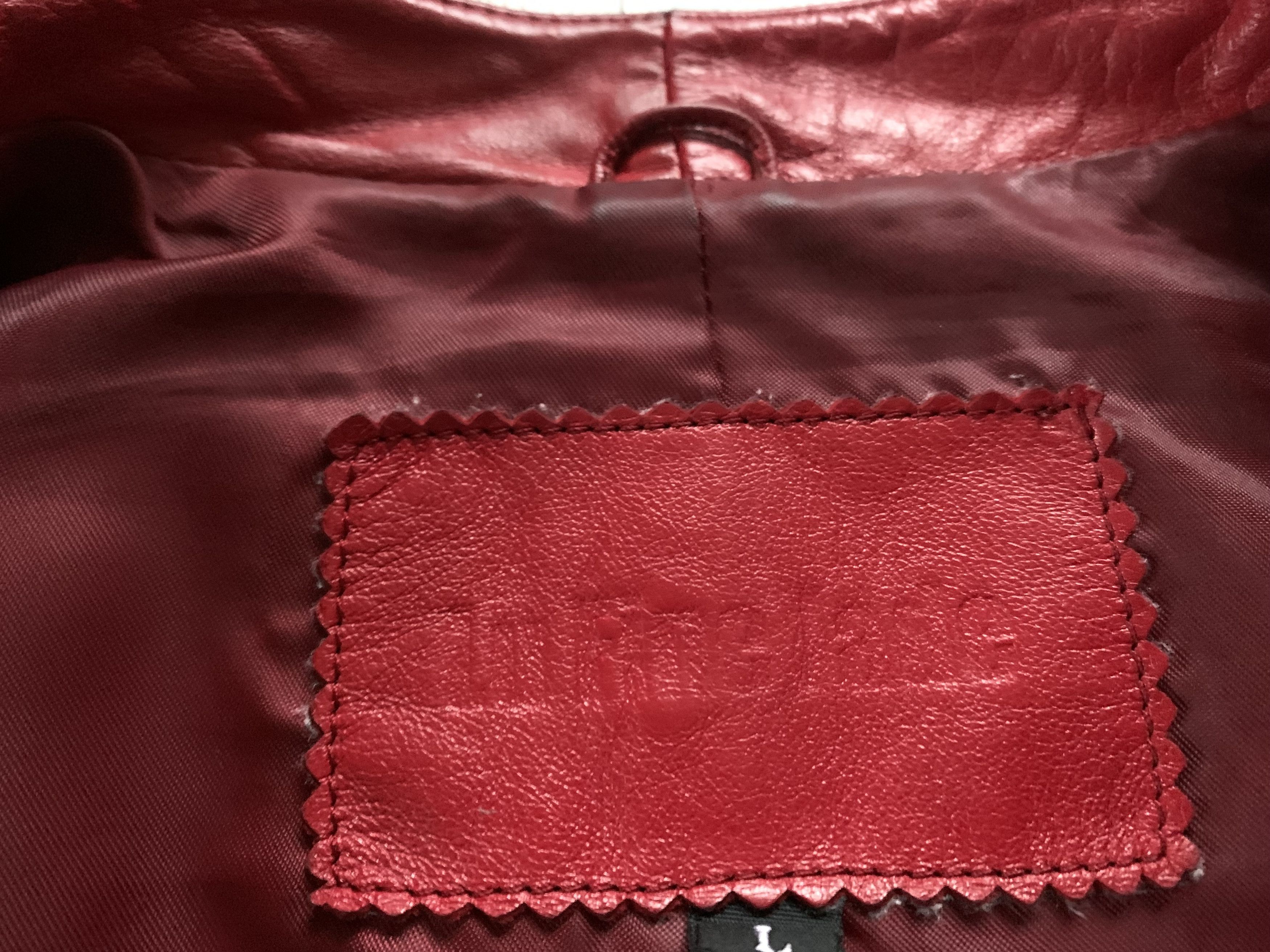 Other Lu Fin Jade Women’s Vintage Red Leather Jacket Size L / US 10 / IT 46 - 8 Thumbnail