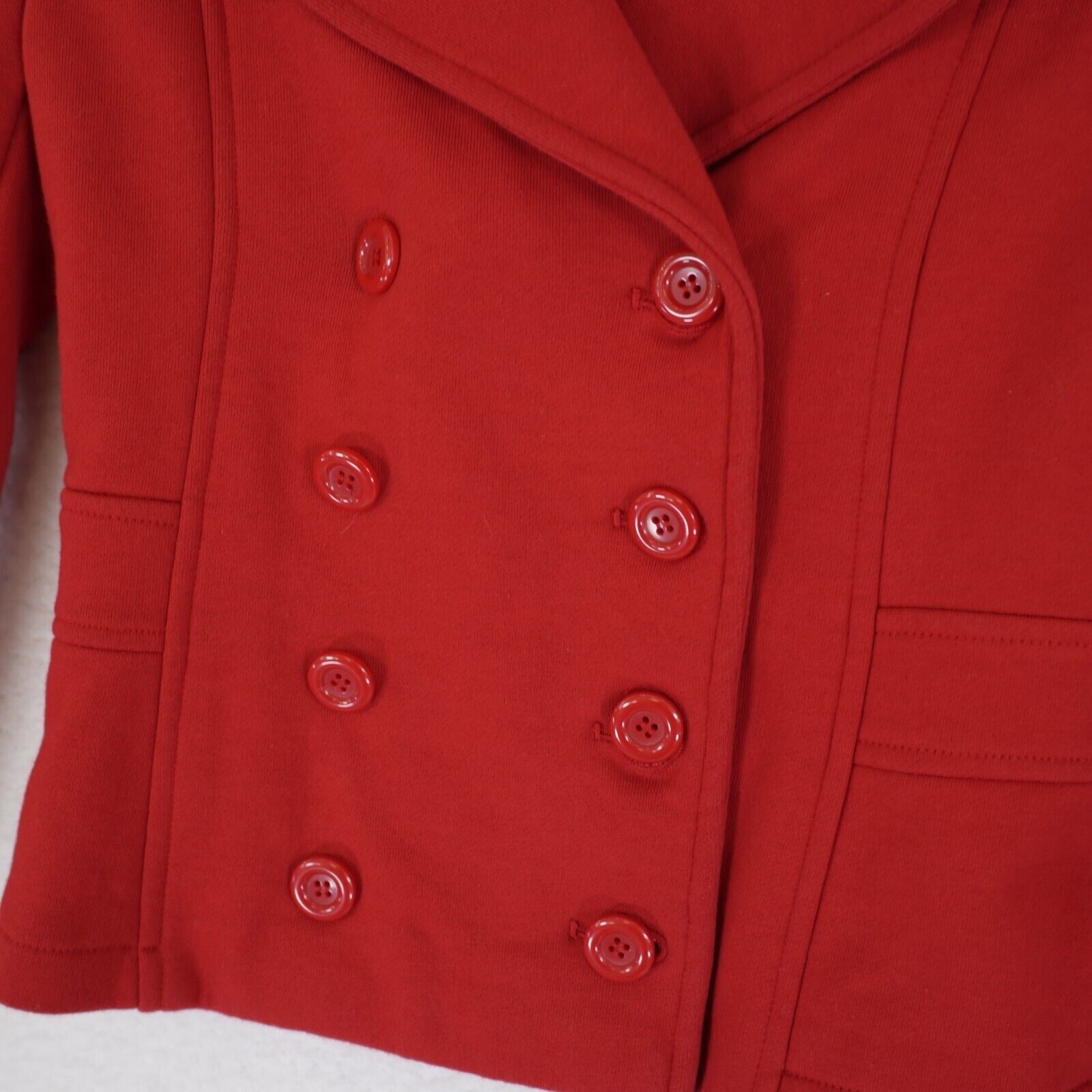Forever 21 Forever 21 Small Red Double Breasted Cotton Polyester Blazer Size S / US 4 / IT 40 - 2 Thumbnail