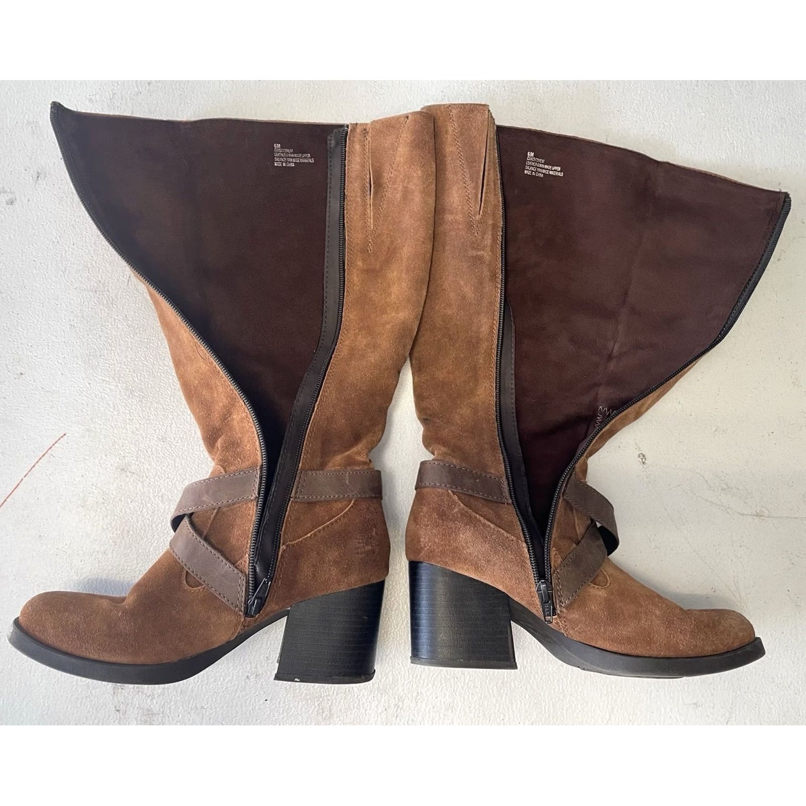 Vintage B.O.C. Women Knee High Boots Brown Suede Cowgirl Buckles Winter Fall Zip 6 Size US 6 / IT 36 - 8 Thumbnail