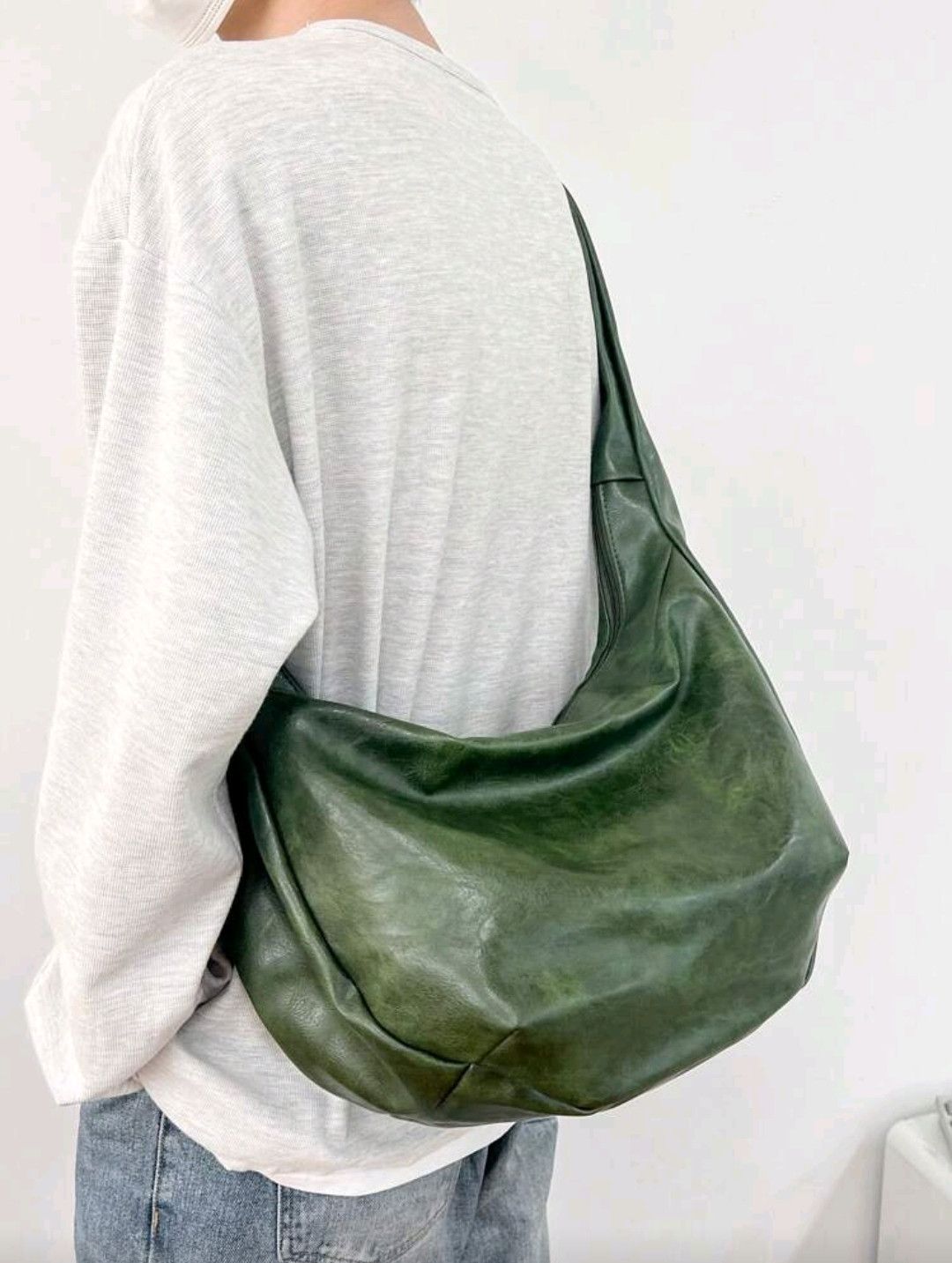 Japanese Brand Green PU material leather sling bag Size ONE SIZE - 1 Thumbnail