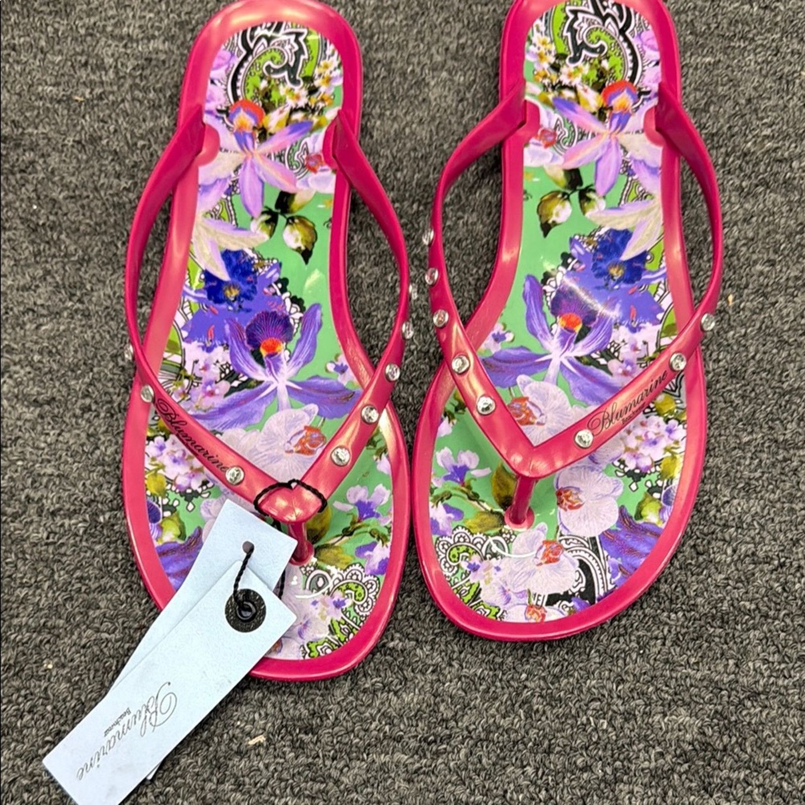 Blumarine NWT Blumarine Pink Floral Women's Sandals Size 41 US 10.5 Size US 10.5 / IT 40.5 - 1 Preview