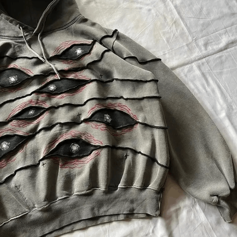 Japanese Brand × Vintage Hip Hop Street Retro Eyes Loose Hooded Sweatshirt Size US L / EU 52-54 / 3 - 5 Thumbnail