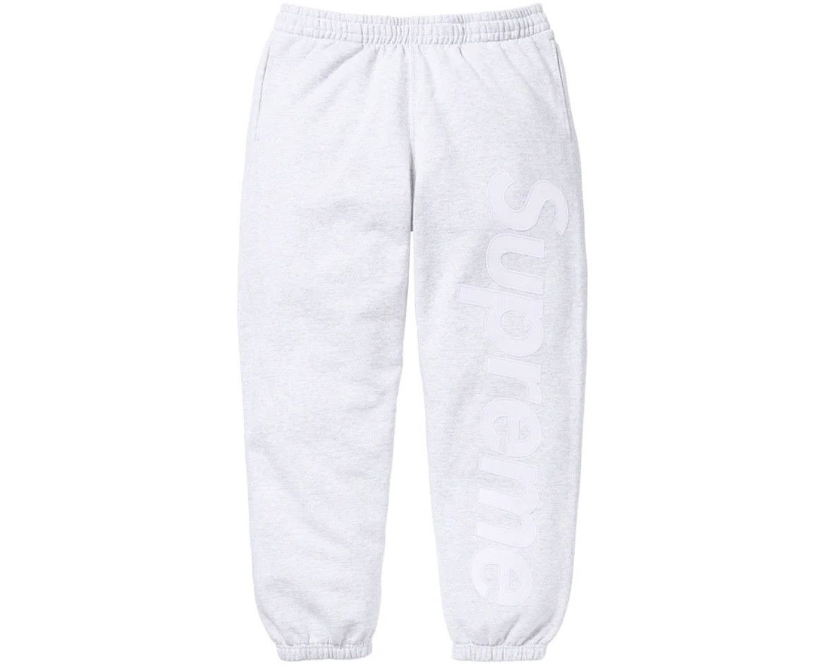 Supreme Supreme Satin Appliqué Sweatpant Ash Grey M | Grailed