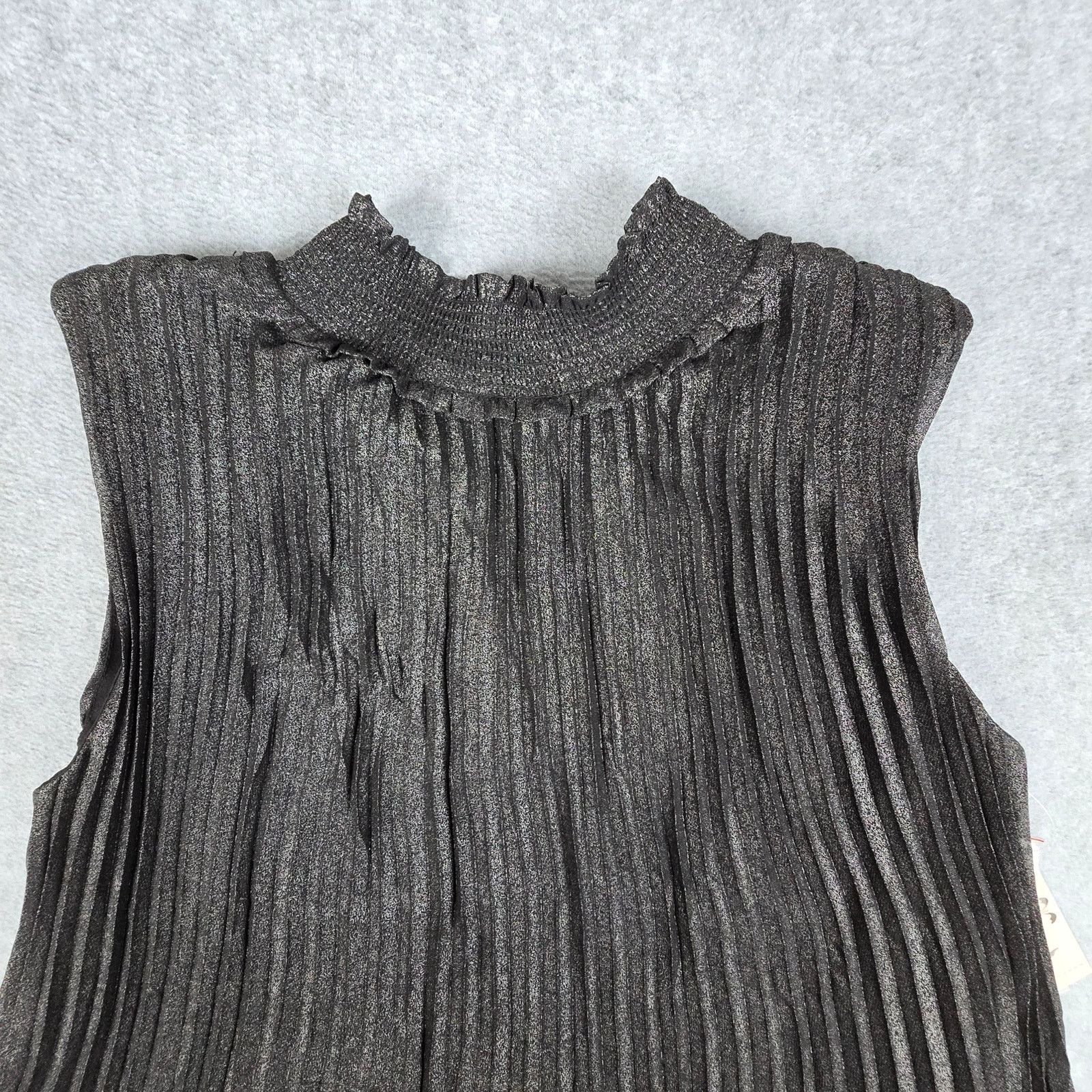 Nanette Lepore Nanette Lepore Medium Blk Sleeveless Accordion Pleat Blouse Size M / US 6-8 / IT 42-44 - 4 Thumbnail
