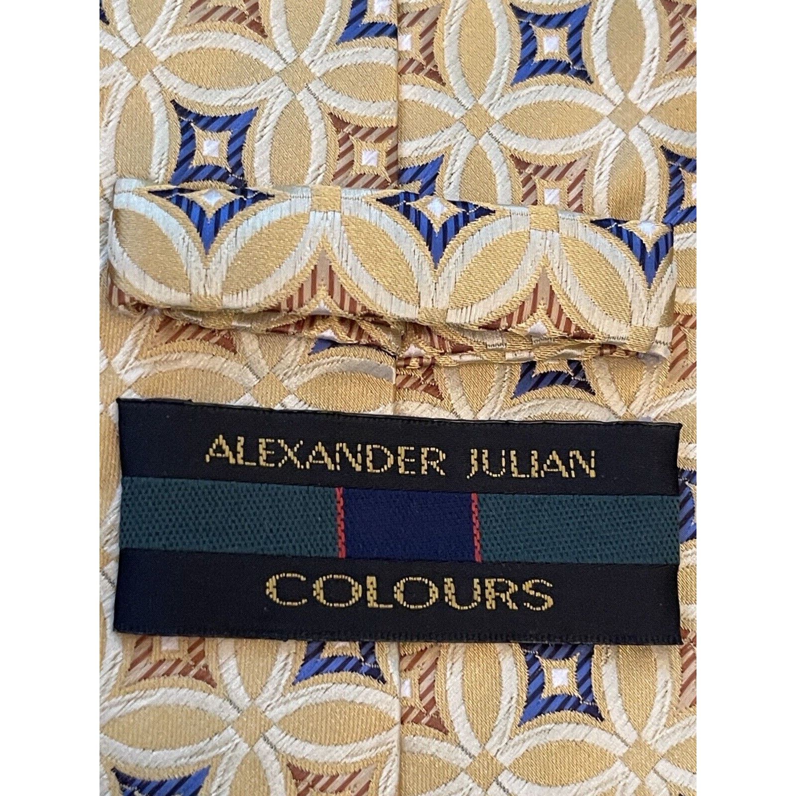 Alexander Julian Alexander Julian Colours Hand Made Gold Blue 100% Polyester Size ONE SIZE - 8 Thumbnail