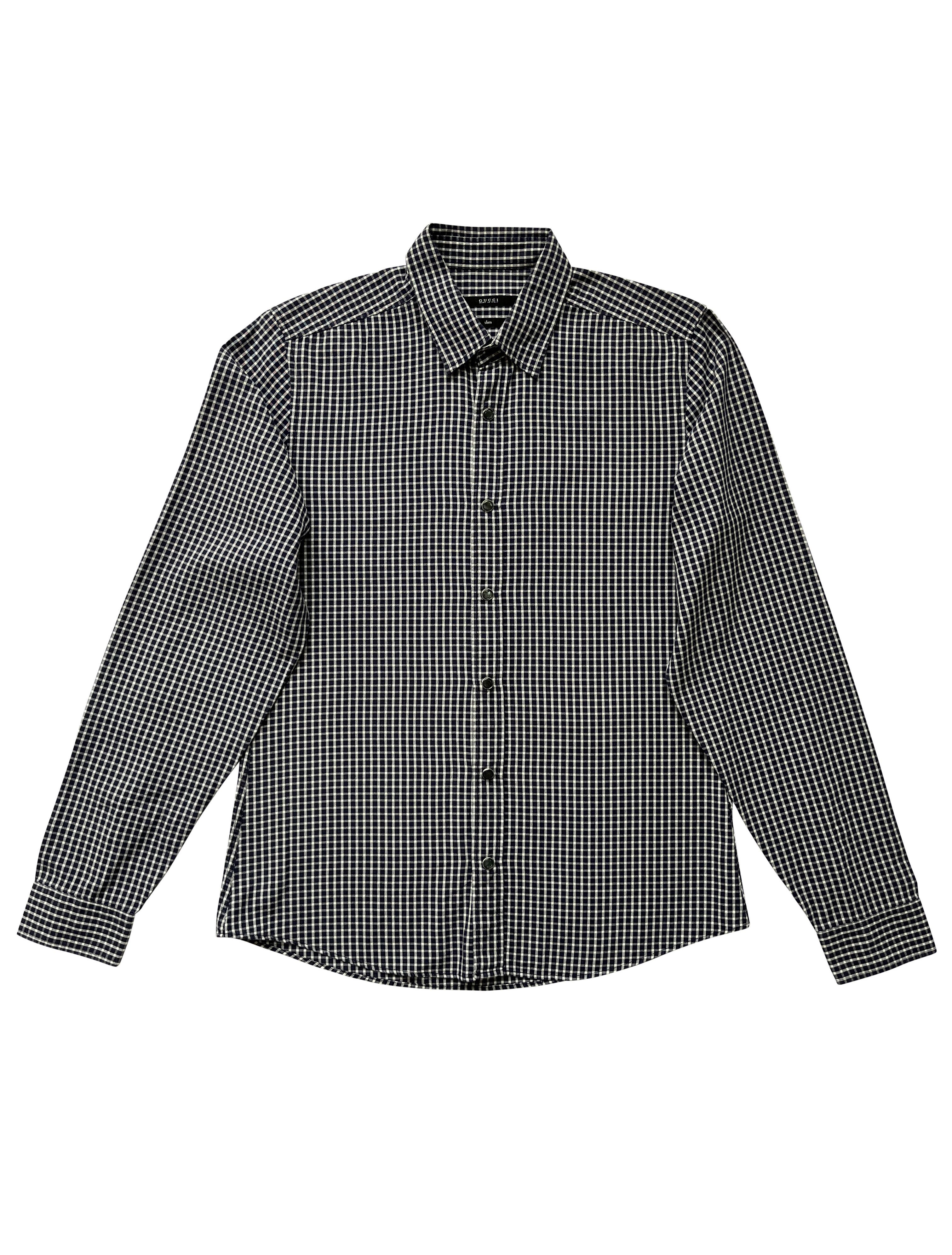 Gucci ⚡️QUICK SALE⚡️2011 Gucci Blue/White Checked Button Up Shirt Size US M / EU 48-50 / 2 - 1 Thumbnail