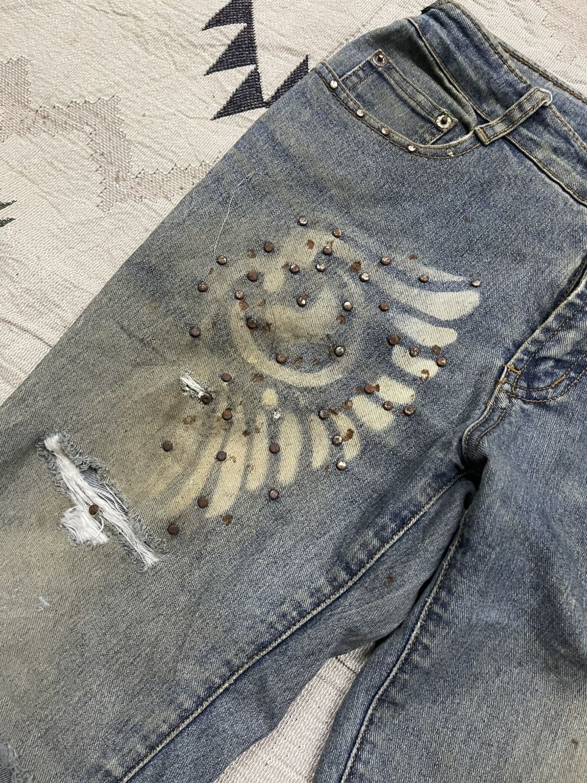 If Six Was Nine 2000s HOT BALLOONING FLARE DISTRESSED JEANS RARE DESIGN Size 26" / US 2 / IT 38 - 8 Thumbnail