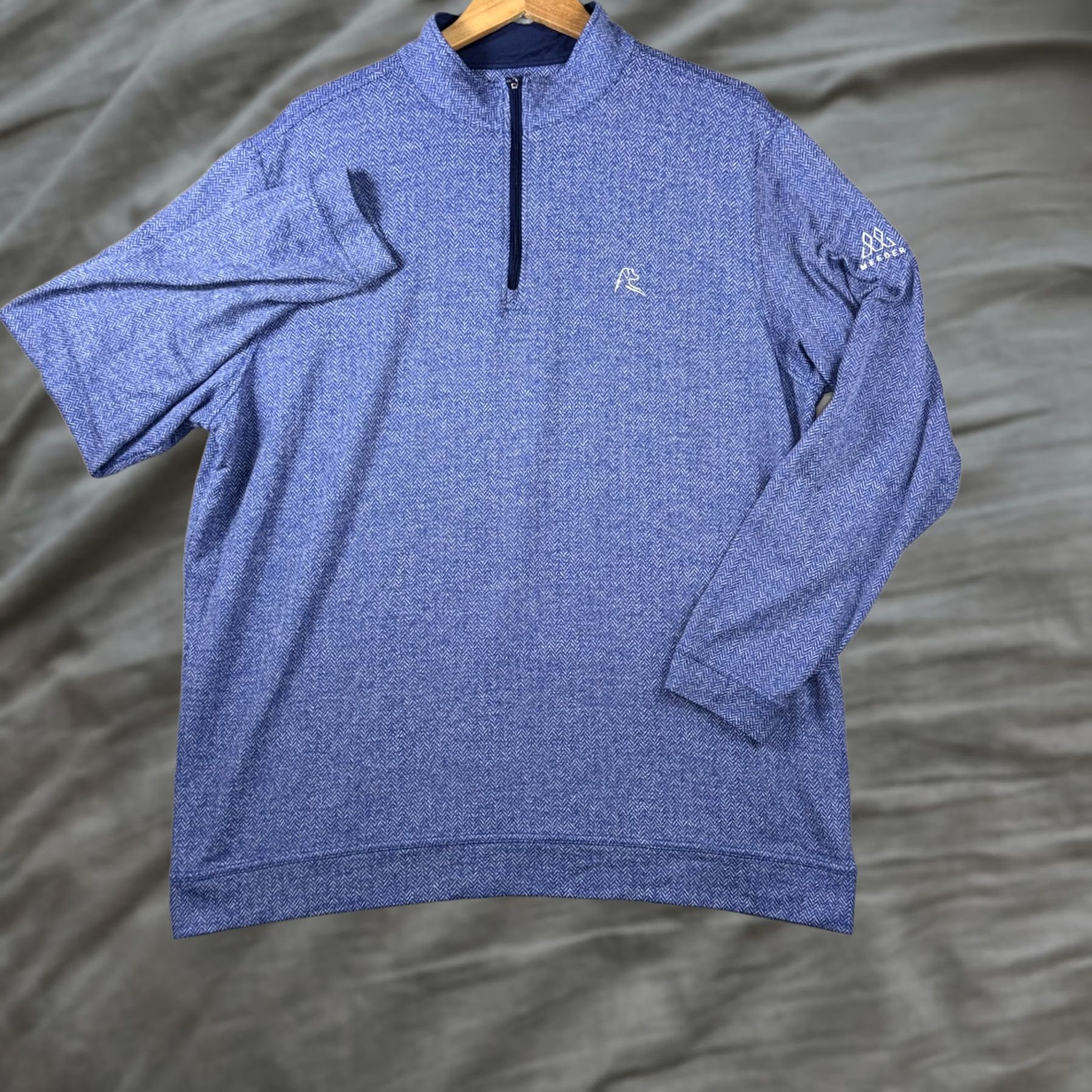 Vintage Rhoback Pullover Mens 2XL Blue Herringbone Long Sleeve Golf Size US XXL / EU 58 / 5 - 1 Thumbnail