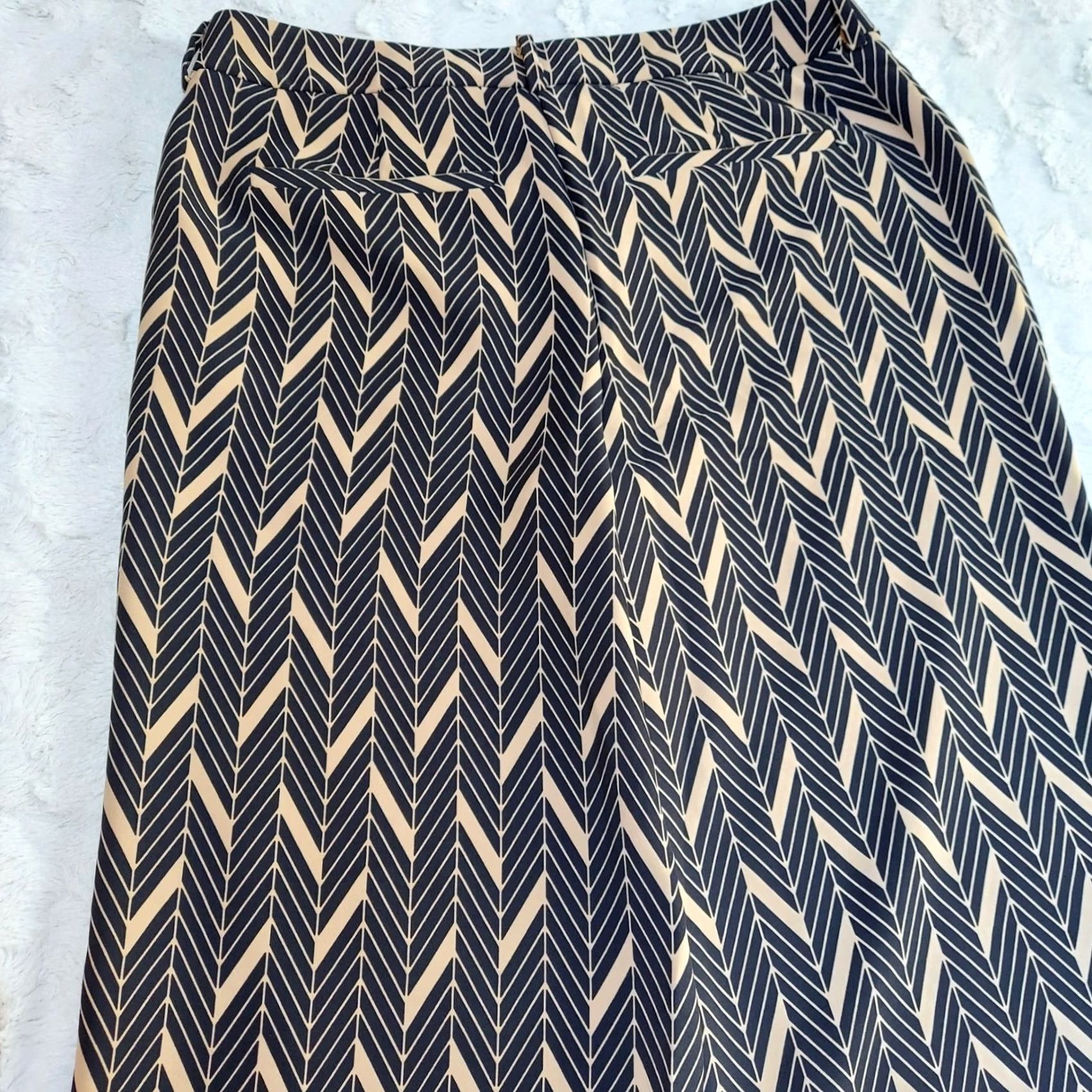 Vintage Chico's Women's 0.5 Regular Ultimate Fit Wide-Leg Pants Black Beige Chevron Size 25" / US 0 / IT 36 - 4 Thumbnail