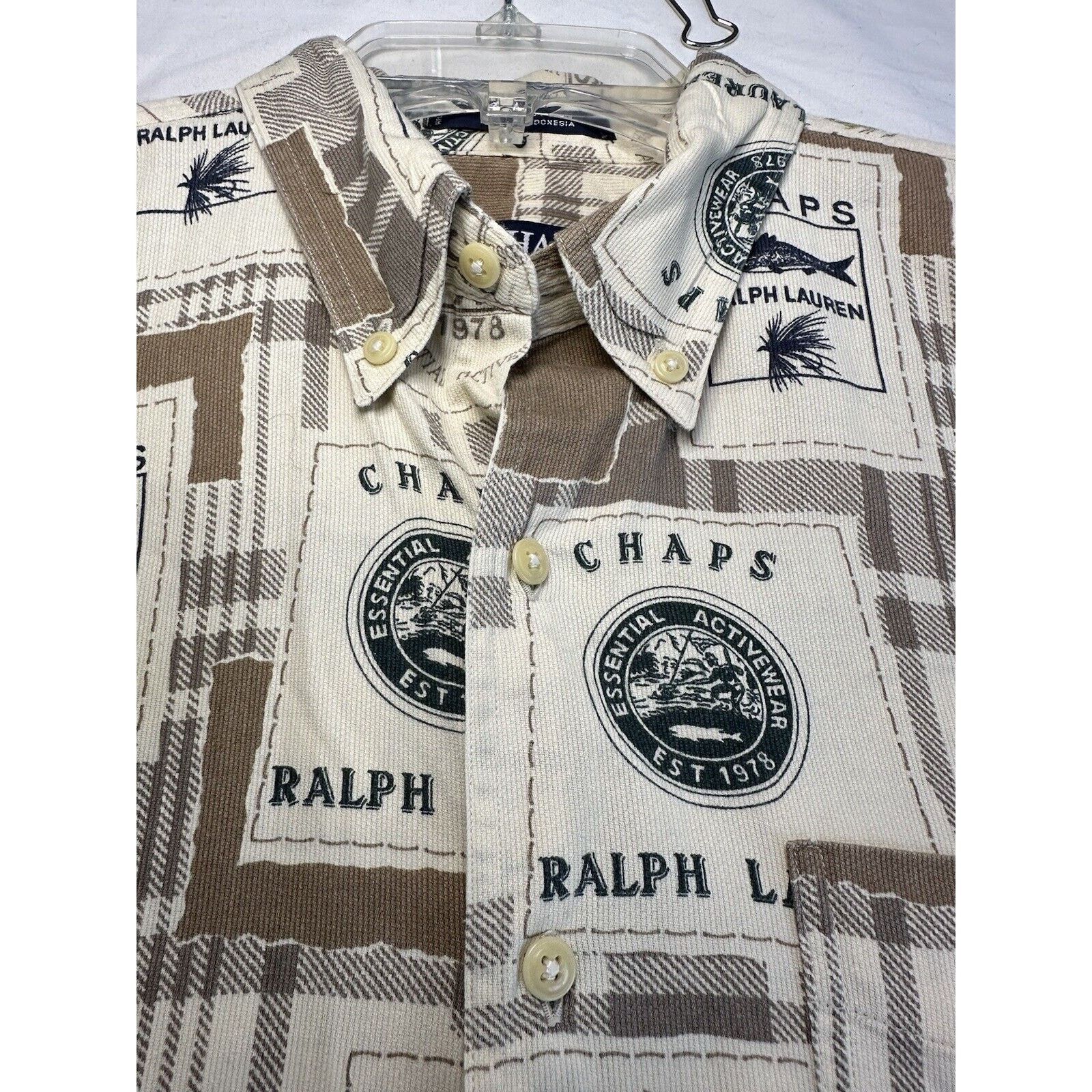 Chaps Chaps Ralph Lauren Button Shirt Medium Fishing Vintage 90s Size US M / EU 48-50 / 2 - 4 Thumbnail