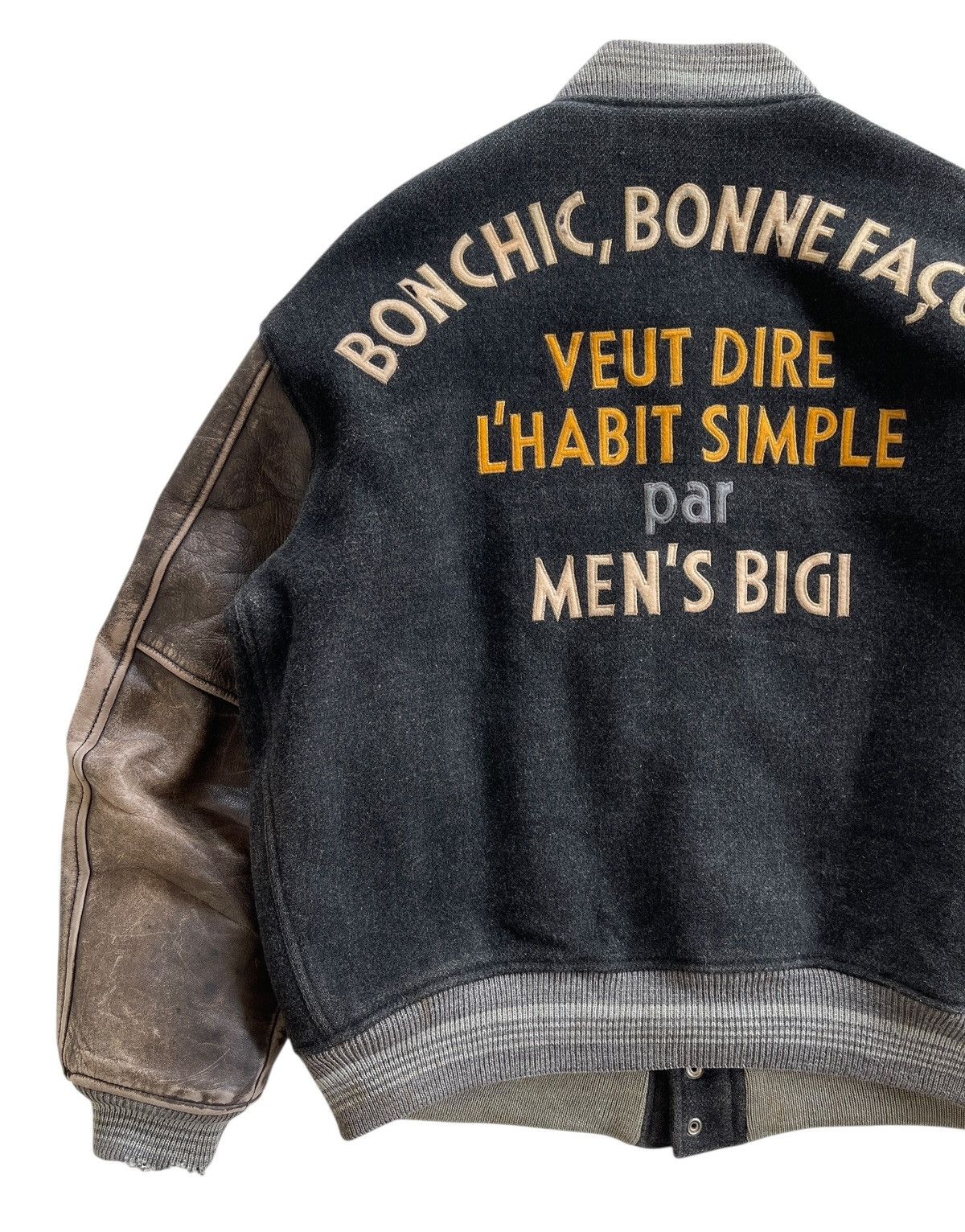 BIGI Mens Bigi Distressed Varsity Jacket Size US L / EU 52-54 / 3 - 10 Thumbnail