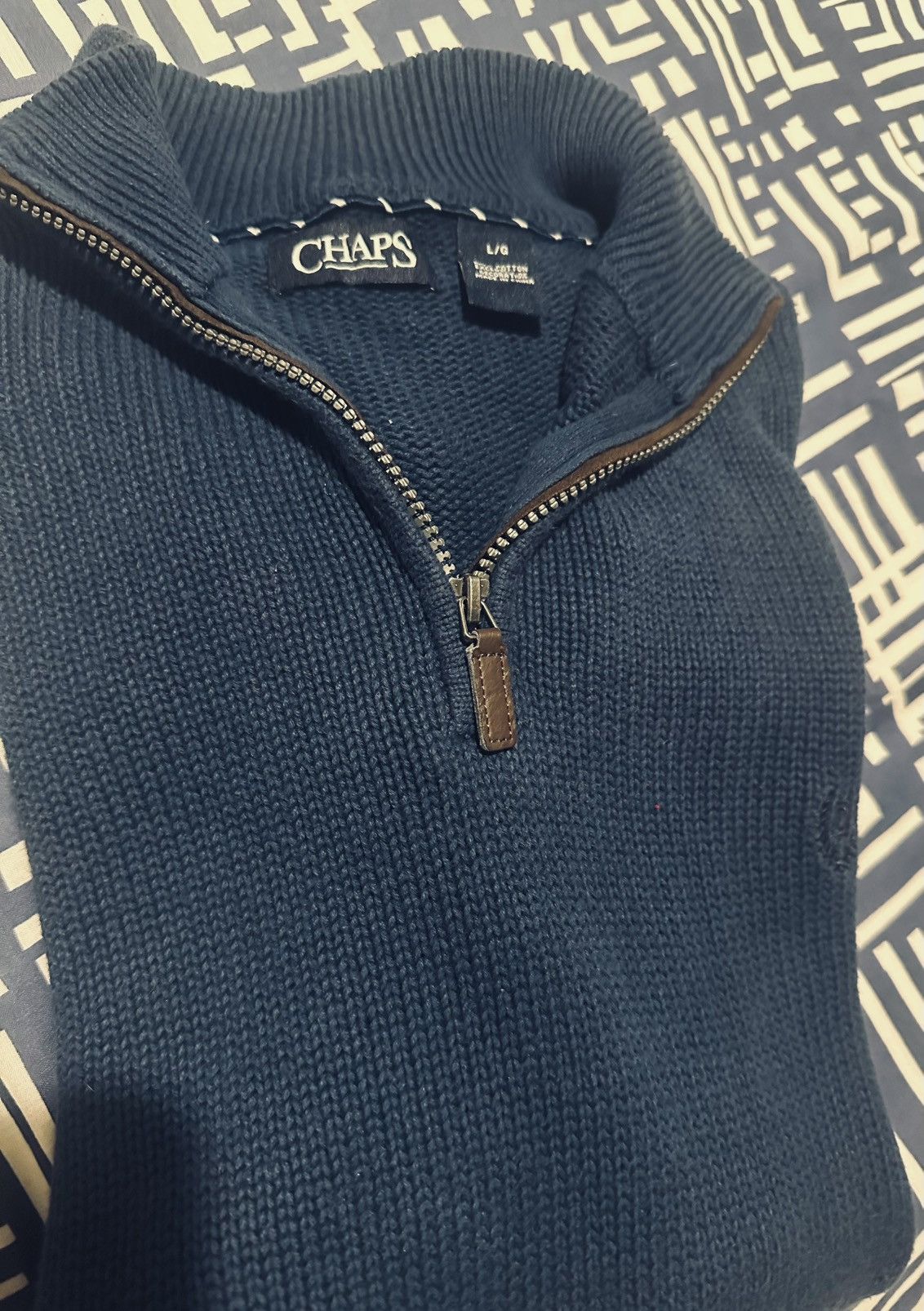 Chaps Ralph Lauren × Vintage CHAPS by RALPH LAUREN - Men's Zip Jumper Sweater - Rich Blue Size US L / EU 52-54 / 3 - 5 Thumbnail