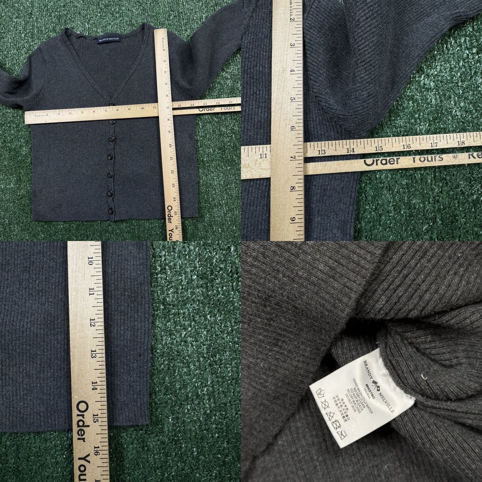Brandy Melville Brandy Melville Women's Gray Cropped Long Sleeve Casual Shirt Size M Size M / US 6-8 / IT 42-44 - 8 Thumbnail