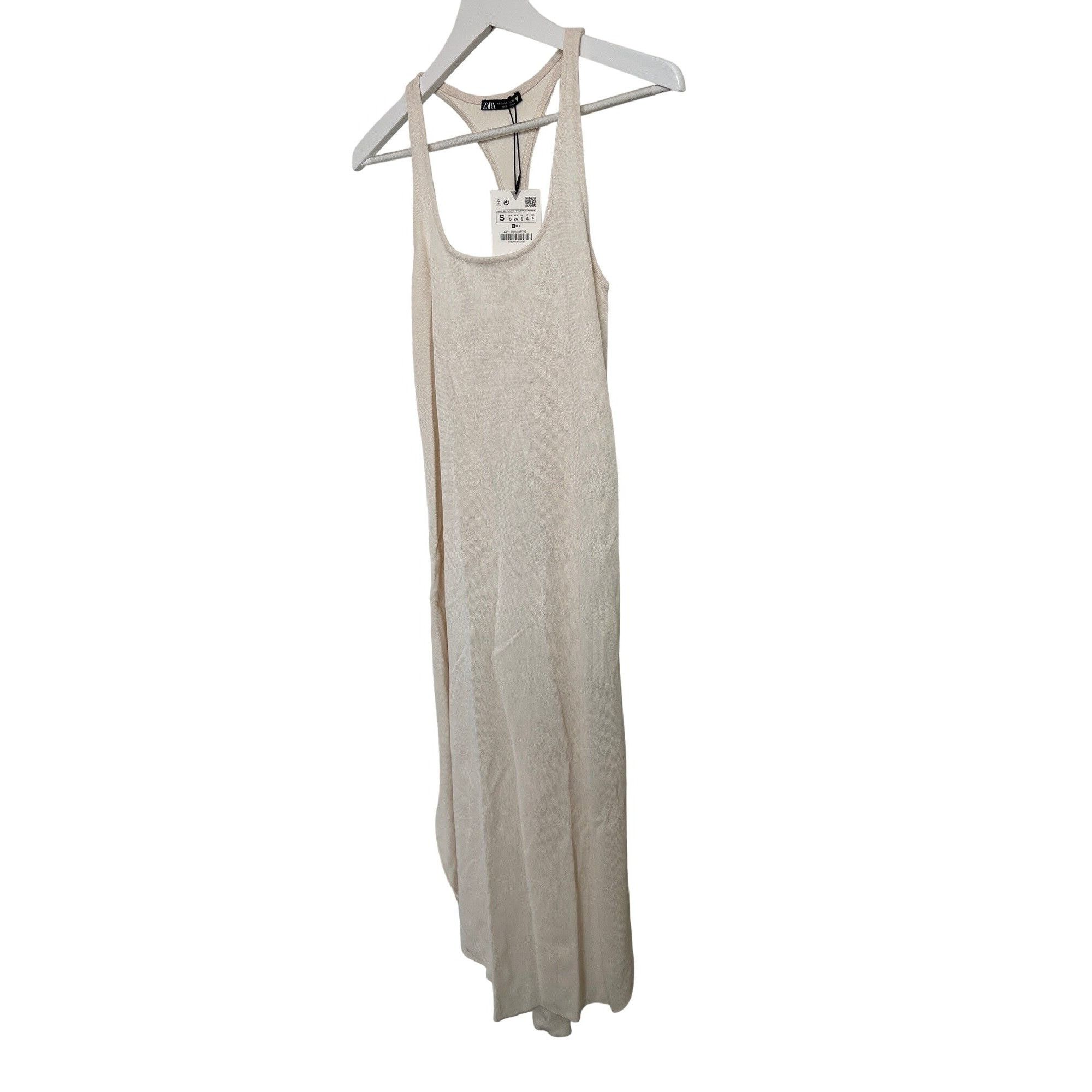 Zara Zara Ivory Soft & Stretchy Racerback Dress Size S / US 4 / IT 40 - 3 Thumbnail
