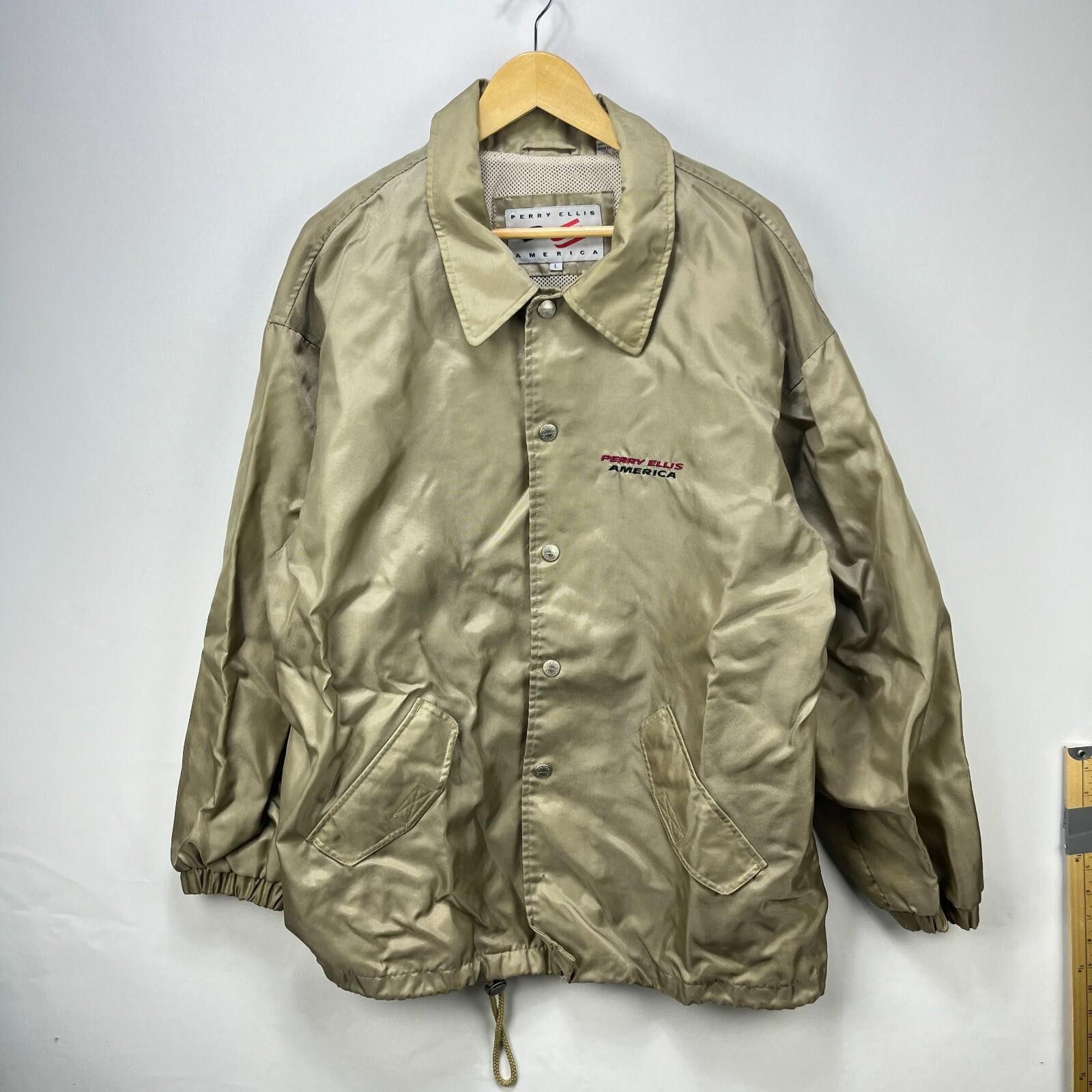 Perry Ellis Vintage 90s Perry Ellis America Windbreaker Jacket Large Size US L / EU 52-54 / 3 - 3 Thumbnail