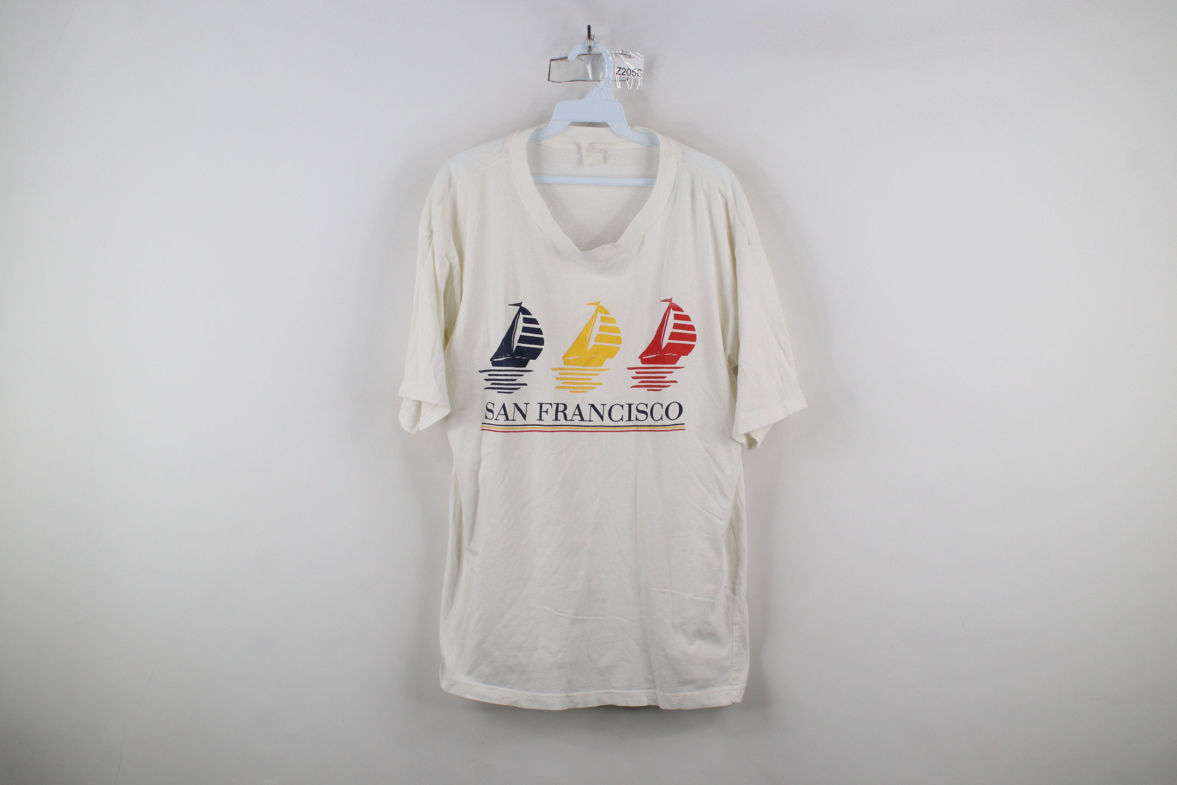 Vintage Vintage 90s Streetwear Thin San Francisco Sailing T-Shirt Size US L / EU 52-54 / 3 - 1 Thumbnail
