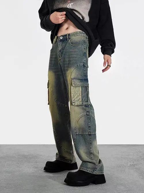 VIBE Vintage washed distressed pocket jeans Size US 32 / EU 48 - 3 Thumbnail