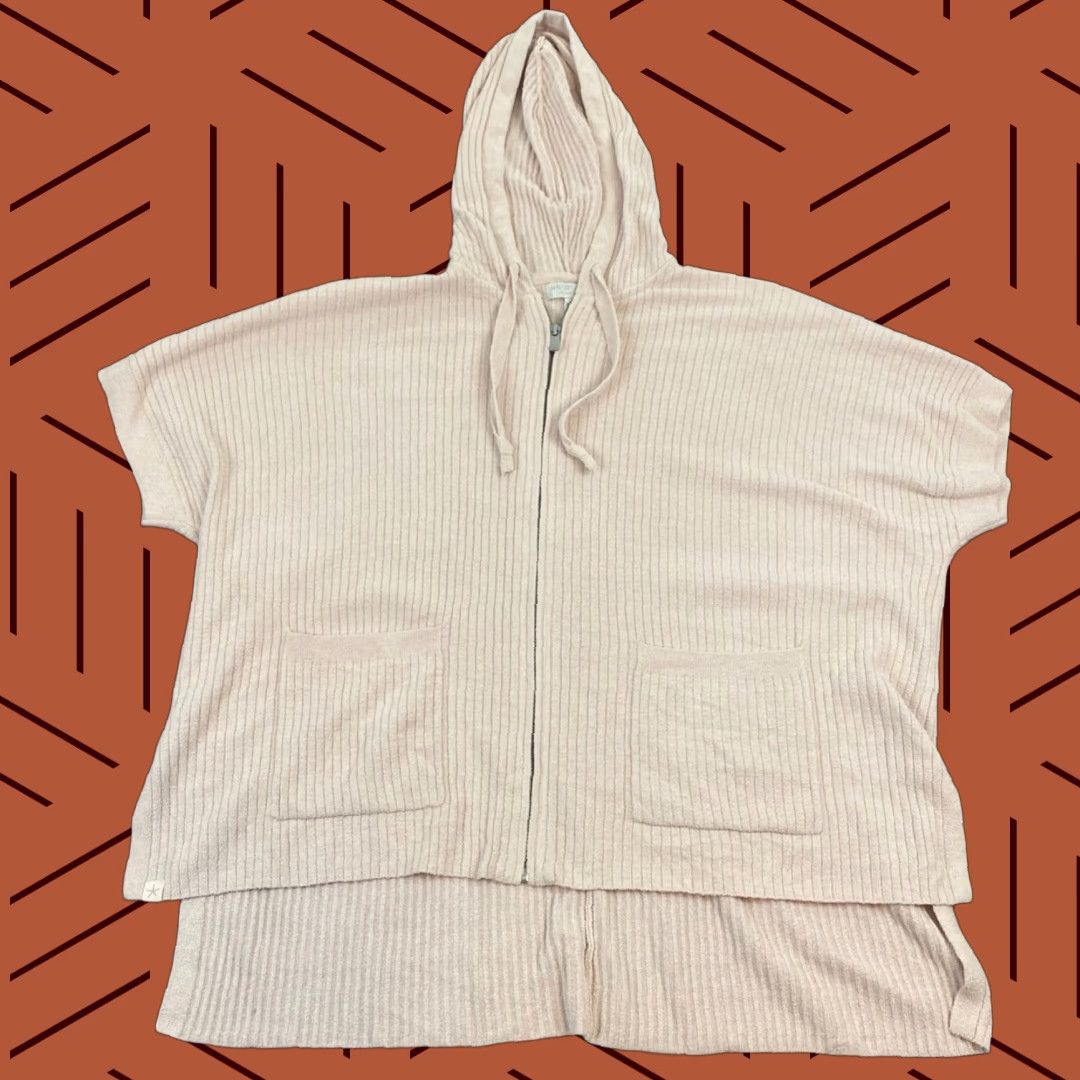 Vintage Barefoot Dreams Cozy Chic Ultra Light Ribbed Zip Poncho Hoodie XXS/XS Pale Pink Size XS / US 0-2 / IT 36-38 - 1 Thumbnail