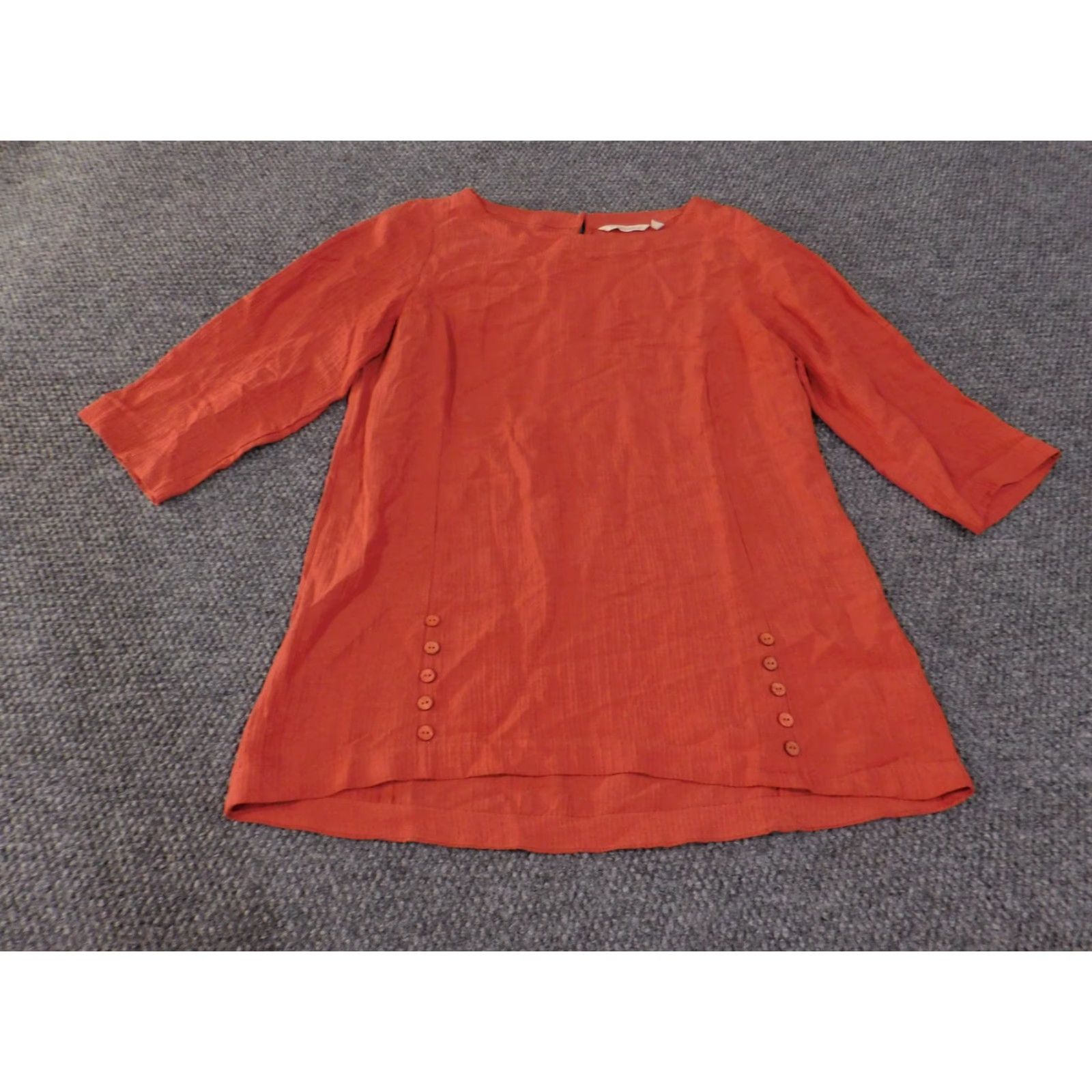 Soft Surroundings Soft Surroundings Blouse Tunic Womens Small Orange 3/4 Sleeve Button Detail Ramie Rayon Size S / US 4 / IT 40 - 3 Thumbnail