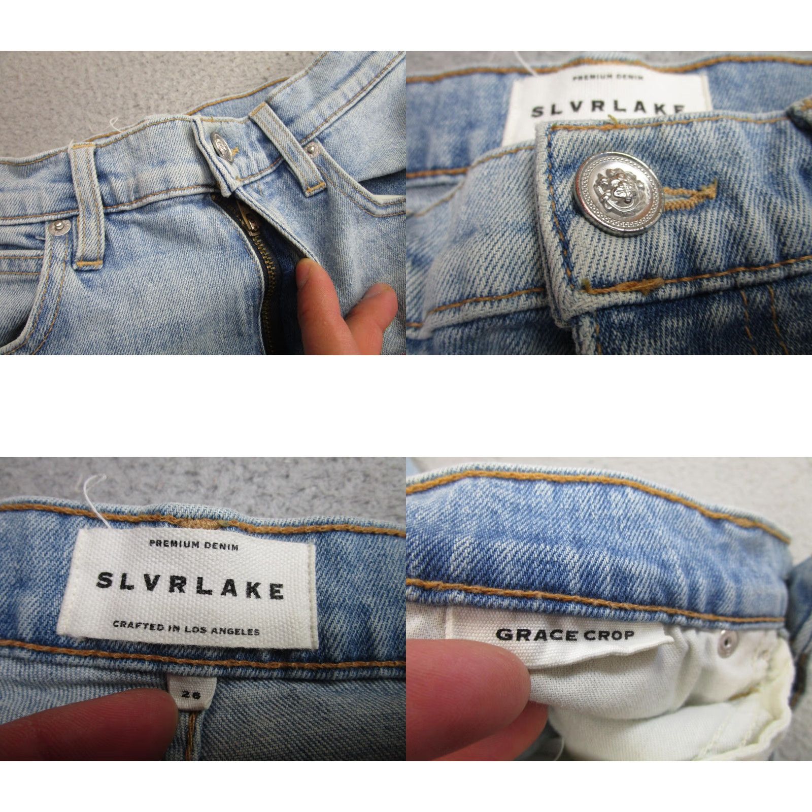 SLVRLAKE SLVRLAKE Grace Crop Jeans Womens 26 Light Wash High Rise Raw Hem Denim USA Size 26" / US 2 / IT 38 - 9 Thumbnail