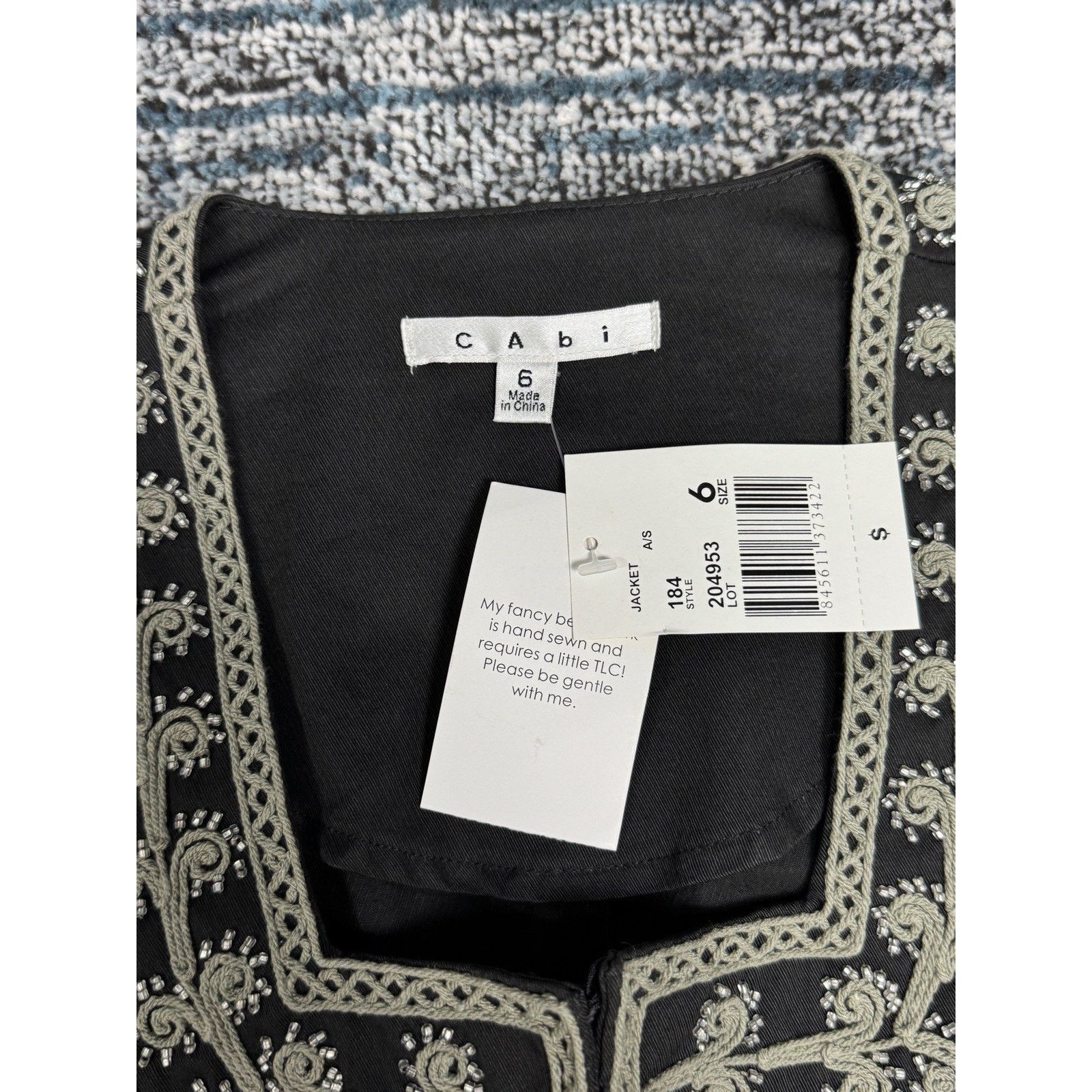 & Other Stories Cabi Jacket Womens Size 6 Black Square Neck Coat Beaded Size M / US 6-8 / IT 42-44 - 4 Thumbnail