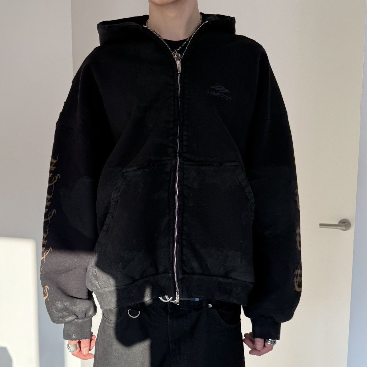 Balenciaga Balenciaga FW23 Heavy Metal Outerwear Zip Up Hoodie