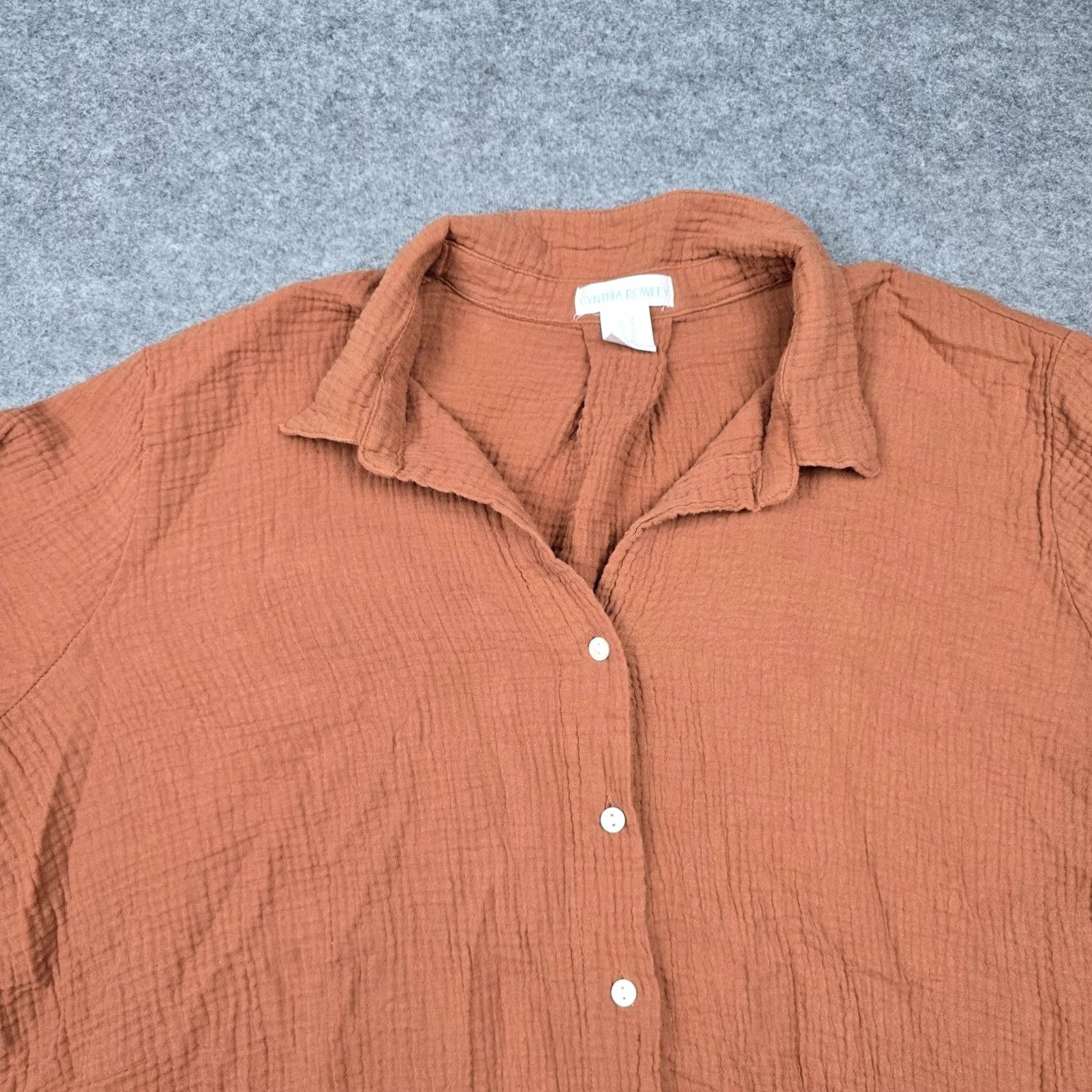 Cynthia Rowley Cynthia Rowley Shirt Womens 2X Orange Cotton Gauze Henley Button Front Tunic Top Shirt Womens 2X Orange Cotton Gauze Henley Button Front Tunic Top Size XXL / US 16-18 / IT 52-54 - 2 Thumbnail