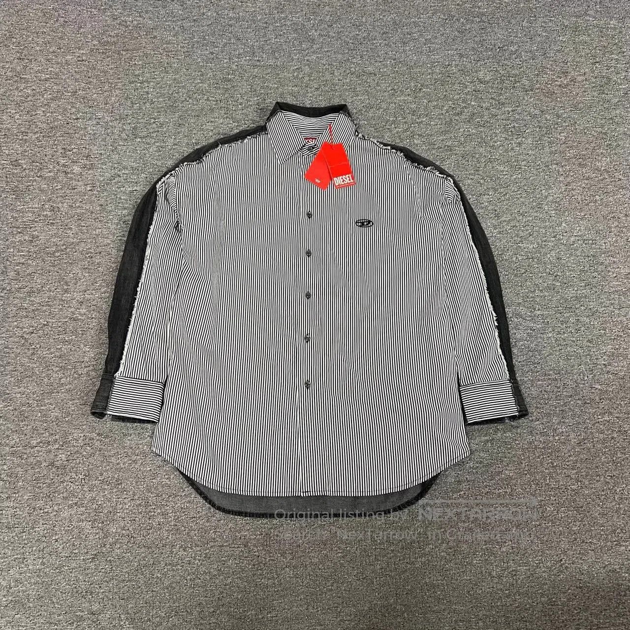 Diesel Diesel Vertical Stripe Denim Panel Shirt. Size US S / EU 44-46 / 1 - 1 Thumbnail