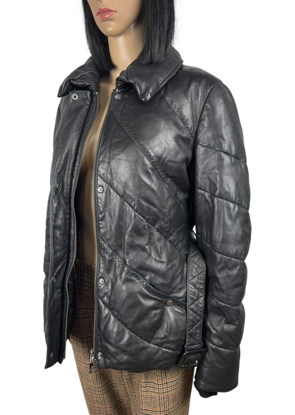 Orwell Genuine Leather Down Puffer Jacket Belted size M