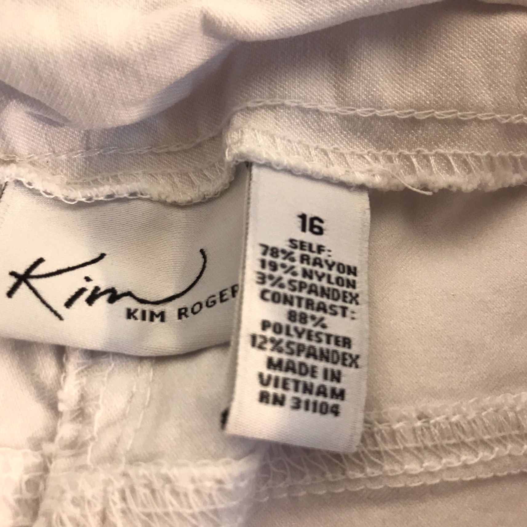 Vintage VINTAGE Kim Rogers Women's Cropped Pull On Pants Size 16 White Stretchy Comfort Casual Size 38" / US 16 / IT 52 - 3 Thumbnail