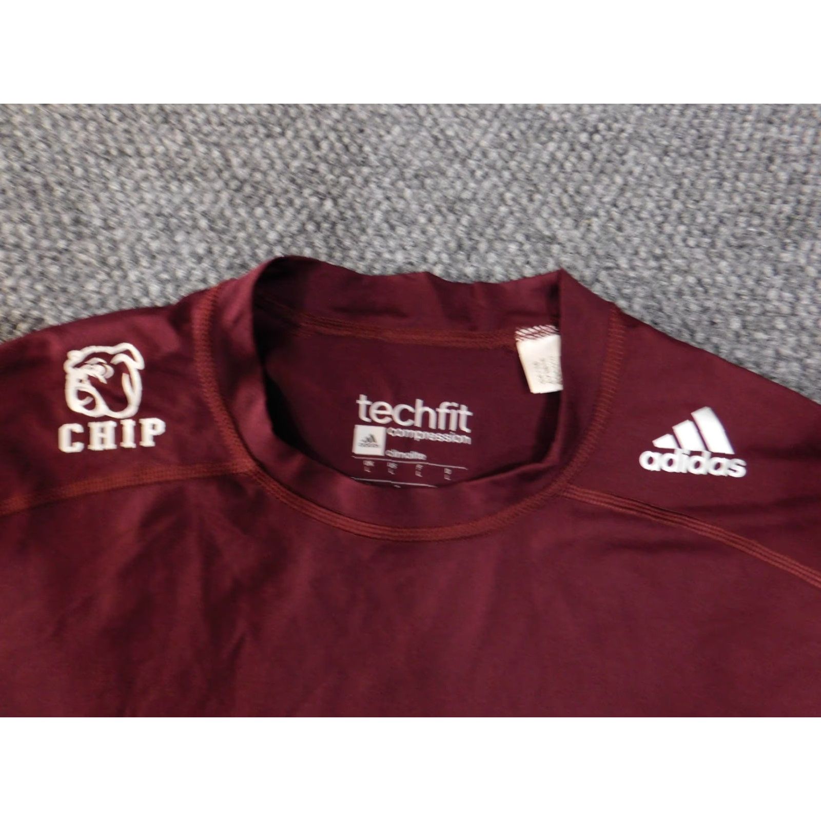 Adidas adidas compression shirt mens Large maroon techfit climalite chip stretch shirt athletic breathable short sleeve logo football 90s sports Mens Size US L / EU 52-54 / 3 - 4 Thumbnail