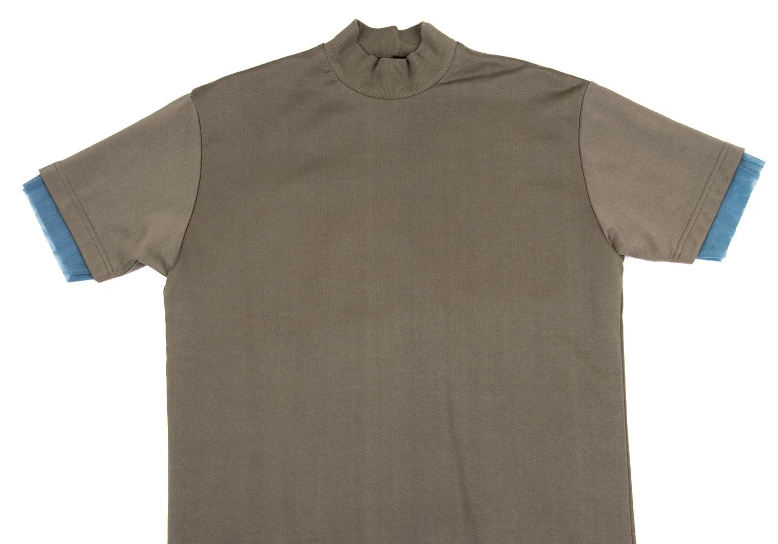 Kolor Mesh Layered Mock Neck T-Shirt in Khaki Blue Grey Size US M / EU 48-50 / 2 - 2 Thumbnail