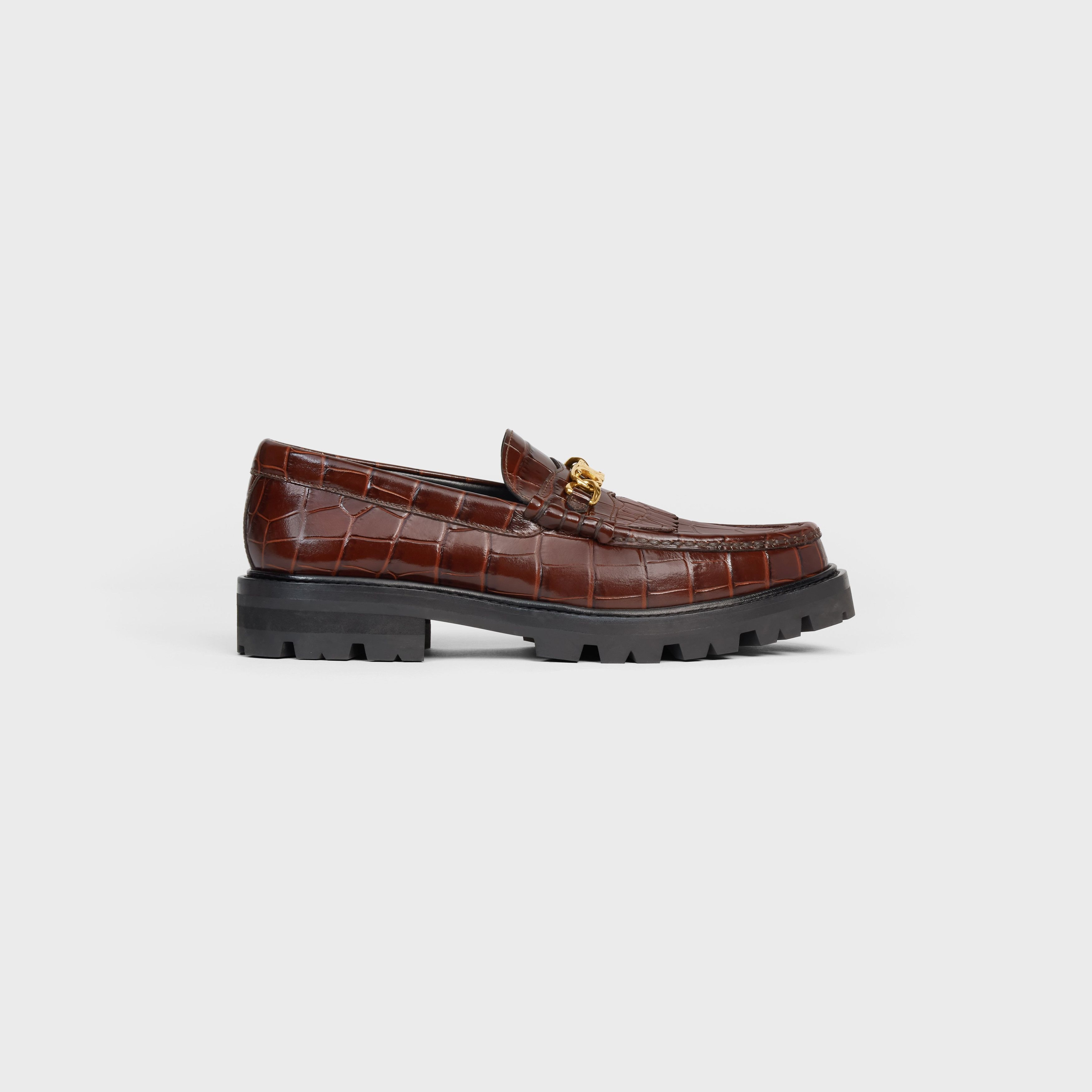 Celine o1bcso1str0724 Chunky Loafer Triomphe Crocodile Stamped Size US 6 / IT 36 - 1 Thumbnail