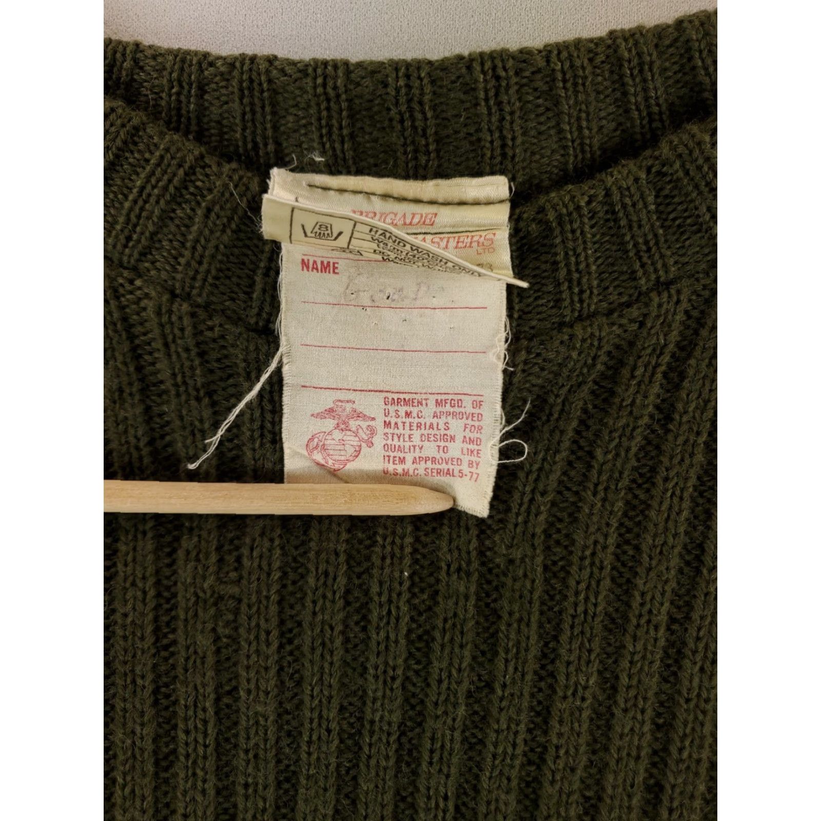 Commando VINTAGE USMC Commando Sweater 100% Wool Olive Green Pullover Mens L 42 Green Pullover Men L 42 Mended hole Size US L / EU 52-54 / 3 - 2 Thumbnail