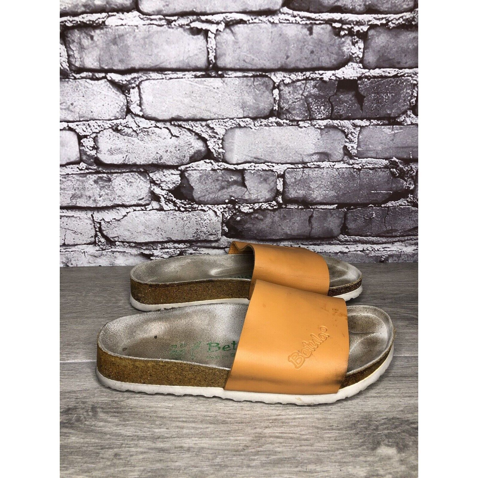 Birkenstock Betula Birkenstock Orange Leather Cork Strap Slide Sandals W Size US 8.5 / IT 38.5 - 11 Thumbnail