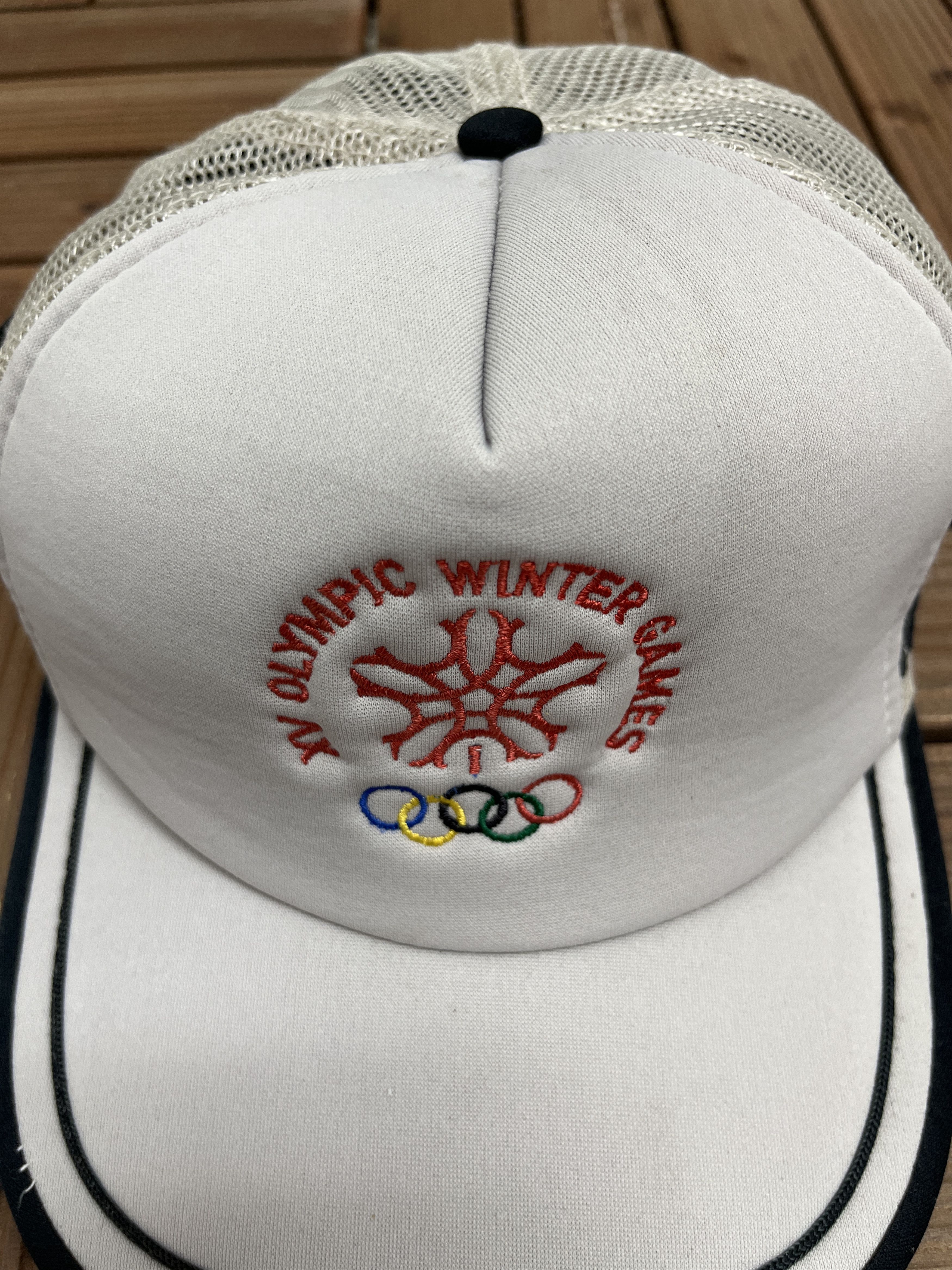 Vintage XV Olympic Winter Games Vintage Snap Back Trucker Hat Size ONE SIZE - 3 Thumbnail